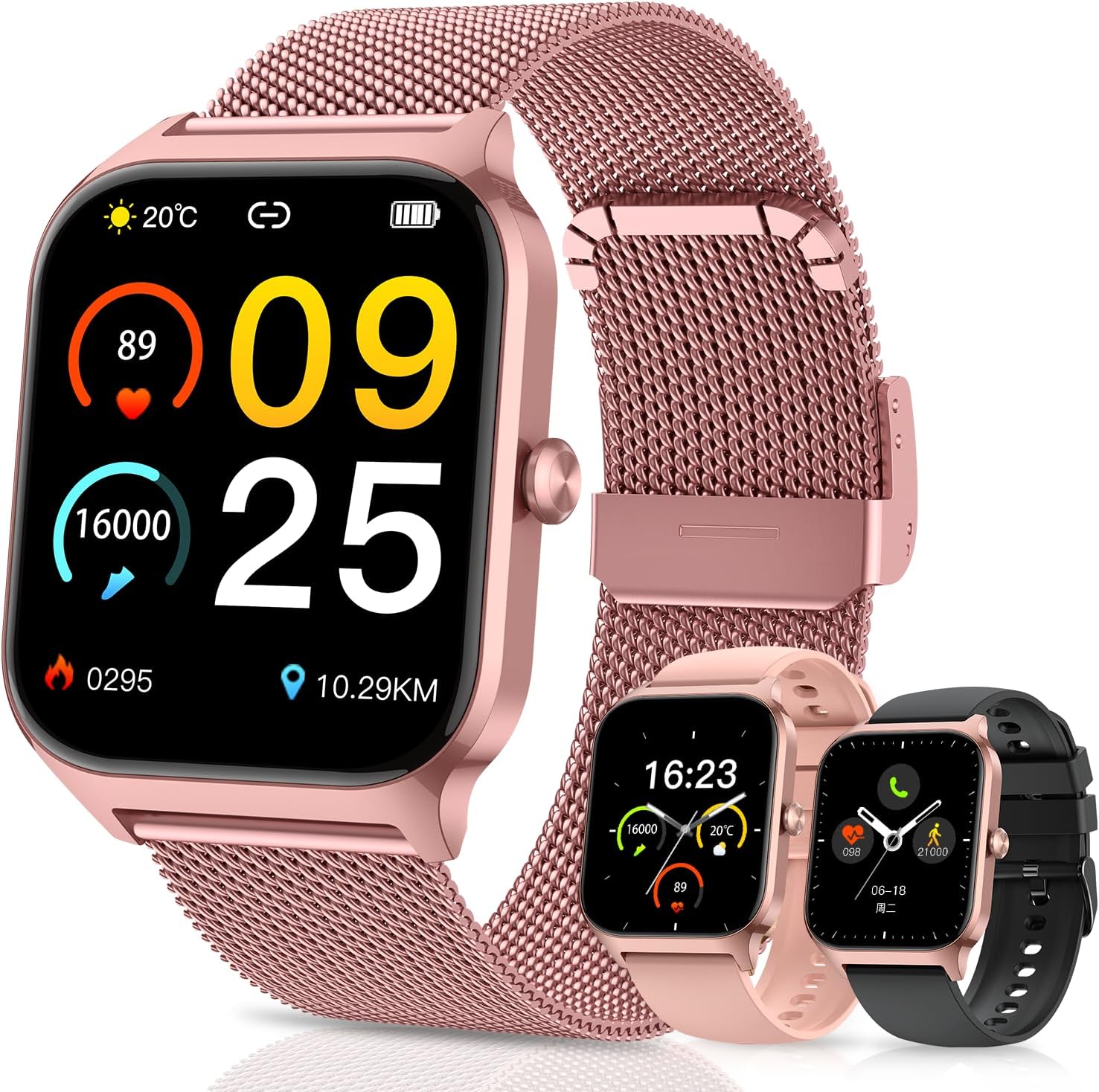 Smart Watch for Women Fitness Tracker: Rose Gold Make/Answer Call Smart Watches for Women Waterproof Digital Mens Watches Running Smartwatch Android Phone iPhone Samsung Compatible Heart Rate Monitor - Image 2