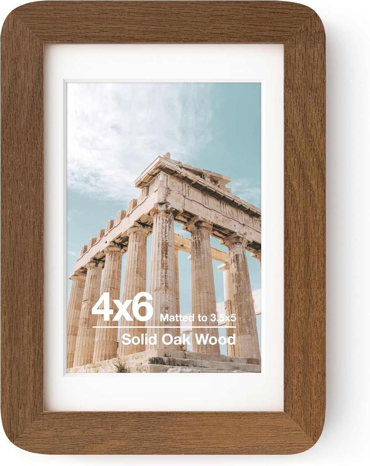 4x6 Picture Frame | Solid Oak Wood 4''x6''Photo Frame | 4x6 Picture Frame With Mat For 3.5x5 | Plexiglas And Hanging Hardware Included | 4 By 6 Picture Frame Wood (Walnut, 1 Pack) - Image 2