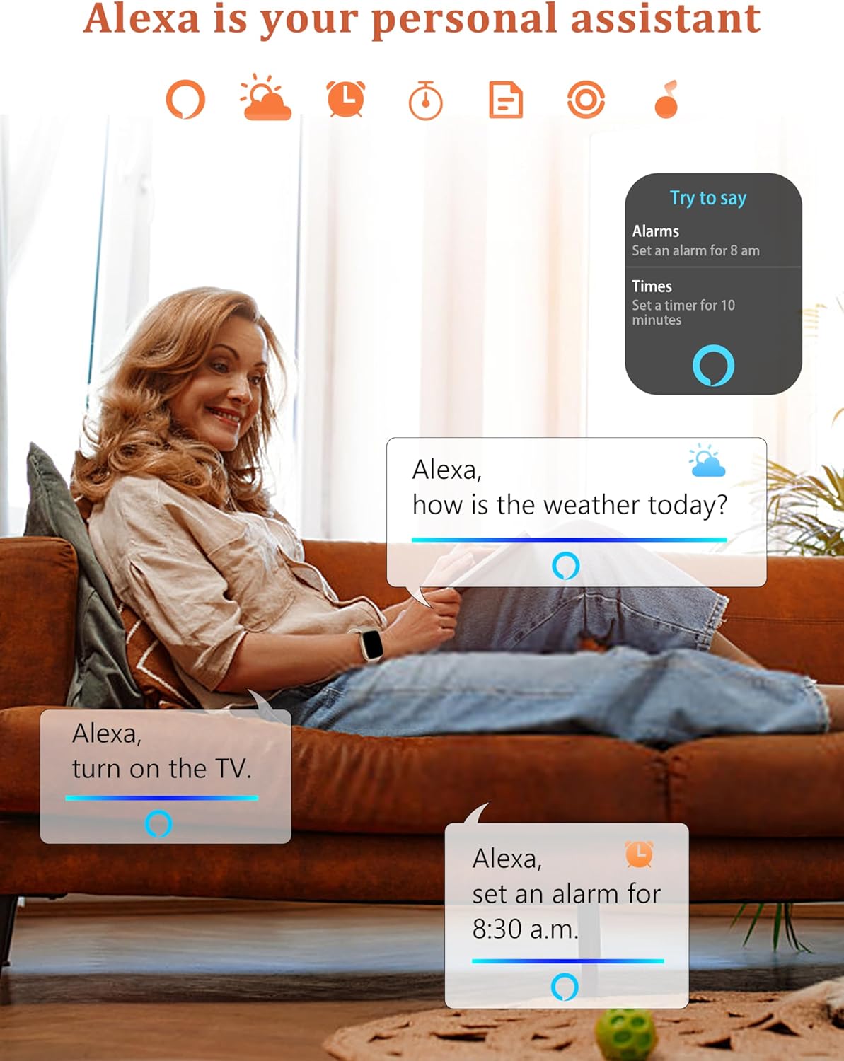 Smart Watch, Alexa Built-in, Answer/Make Calls Smart Watch Women Men, 1.83" Smartwatch IP68 Waterproof Sports Watch, Heart Rate SpO2 Sleep Stress Monitor, Step Counter Watch for Android & iOS Phone - Image 3