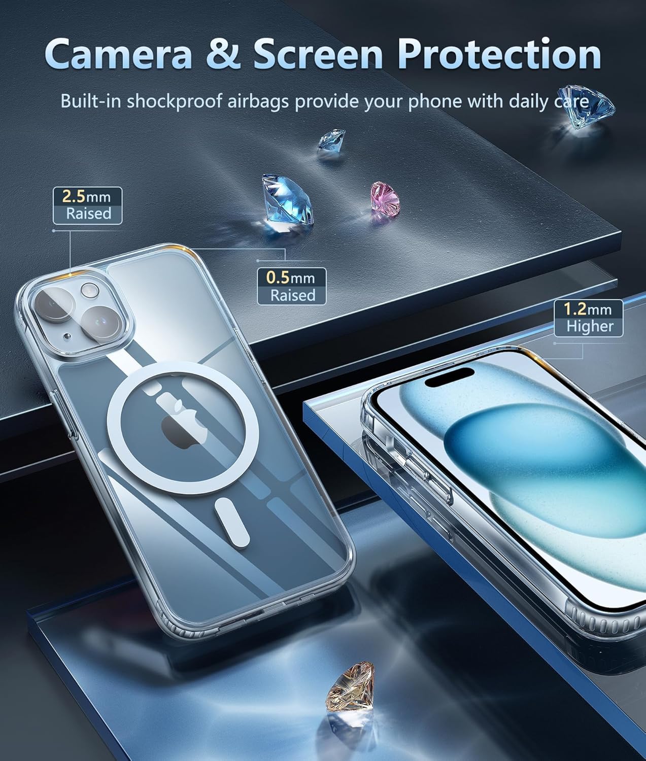 FNTCASE for iPhone 15 Case: for iPhone 14 Case | Support Magnetic Charging Military Grade Drop Protection Anti Yellowing | Rugged Sturdy Shockproof Protective Cell Phone Cover - 6.1 inch (Clear) - Image 6