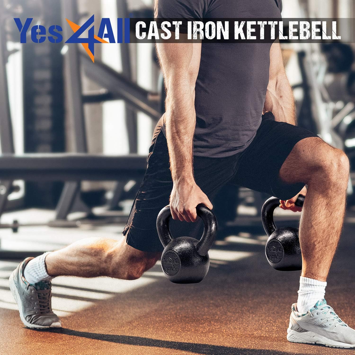 Yes4All Kettlebell Cast Iron Sets 5 - 10 - 15 - 20 - 25 - 30 lbs, Multi-Level from Beginners to Pros Kettlebell Set for Strength Training & Home Gym Equipment - Image 7