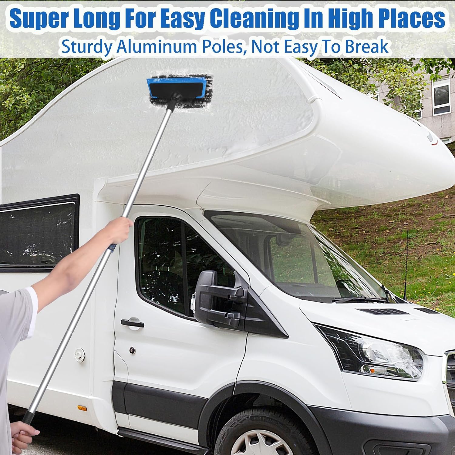 62'' Car Wash Brush with Long Handle, Scratch-Free Soft Bristles Sturdy Car Wash Mop Kit, Complete Car Cleaning Brush Kit Wash Mitt Towel Windshield Squeegee Wheel Tire Brush for Car Truck RV - Image 4