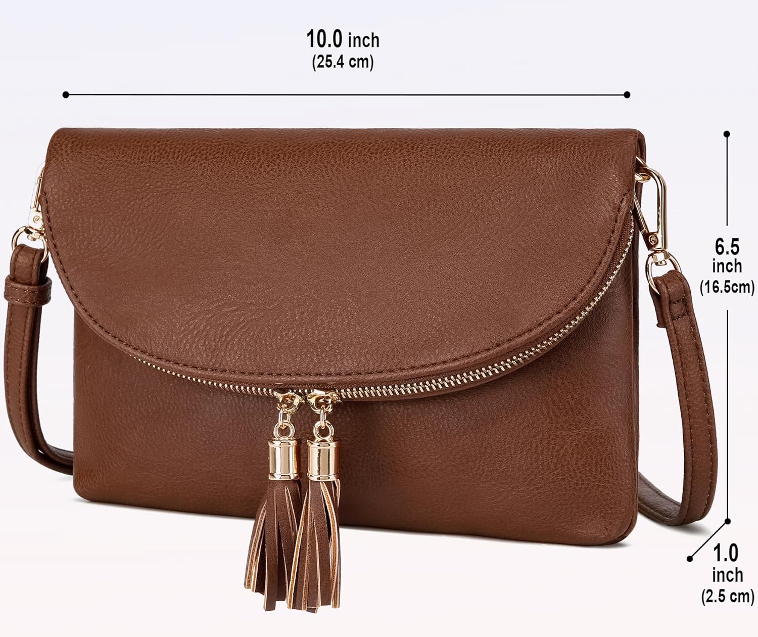 Solene Womens Envelop Clutch Purse Multi Compartments, 6 Card Slot Inside, Crossbody Bag With Tassels - Image 3