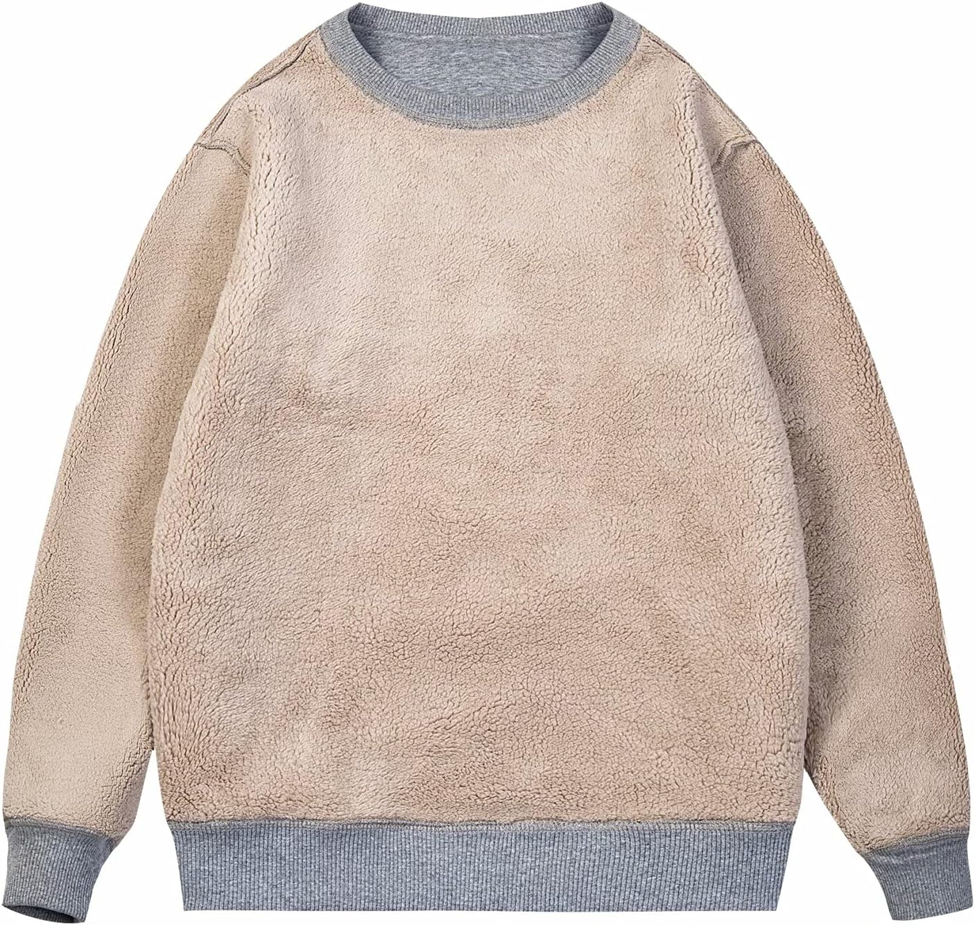 MAGCOMSEN Men's Sherpa Lined Sweatshirts Fleece Pullover Basic Tops Warm Crewneck Winter Sweatshirt - Image 2