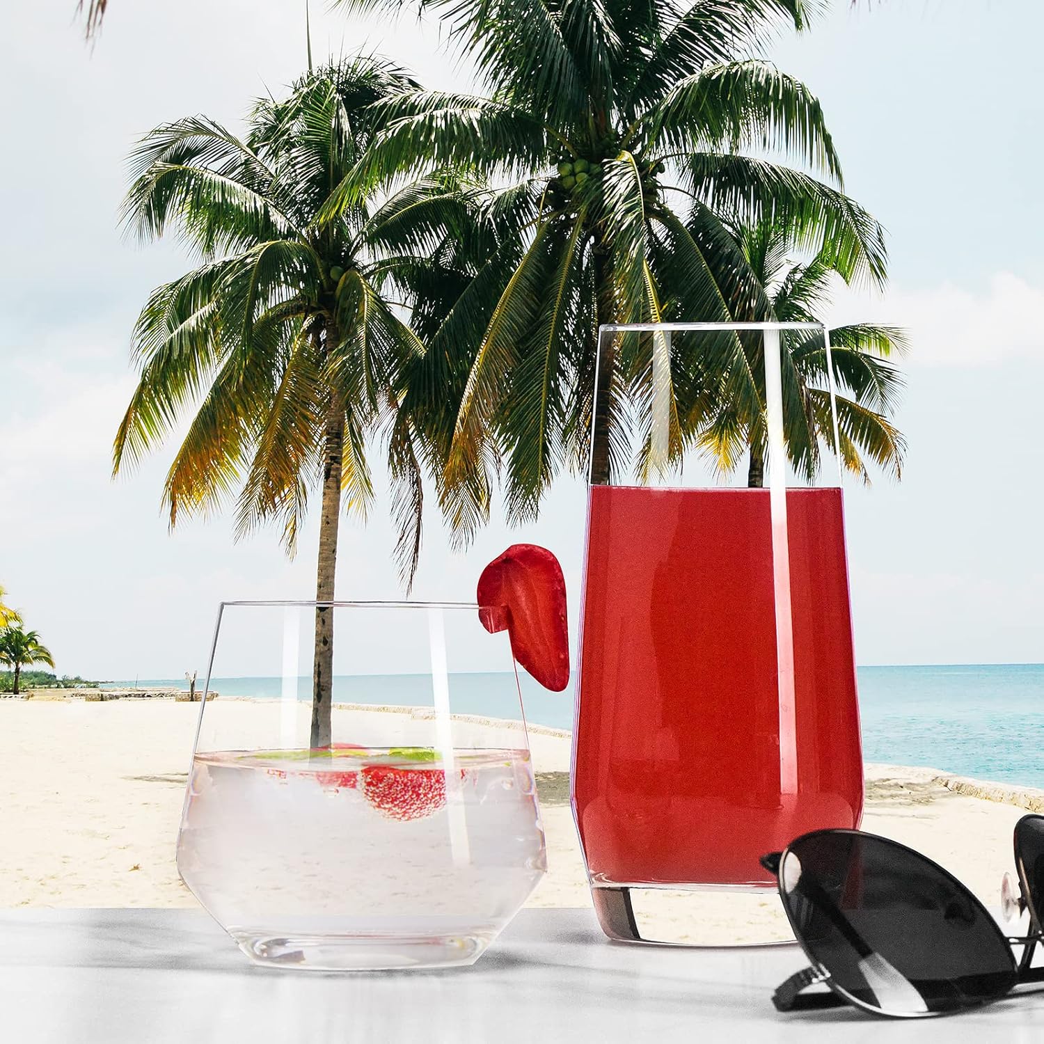 Mfacoy Drinking Glasses Set of 8-4 Tall Glass Cups 18 oz & 4 Short Stemless Wine Glasses 13 oz, Highball Glasses, Glassware Sets for Cocktail, Beer, Wine, Whiskey, Water & Juice Drinkware - Image 8