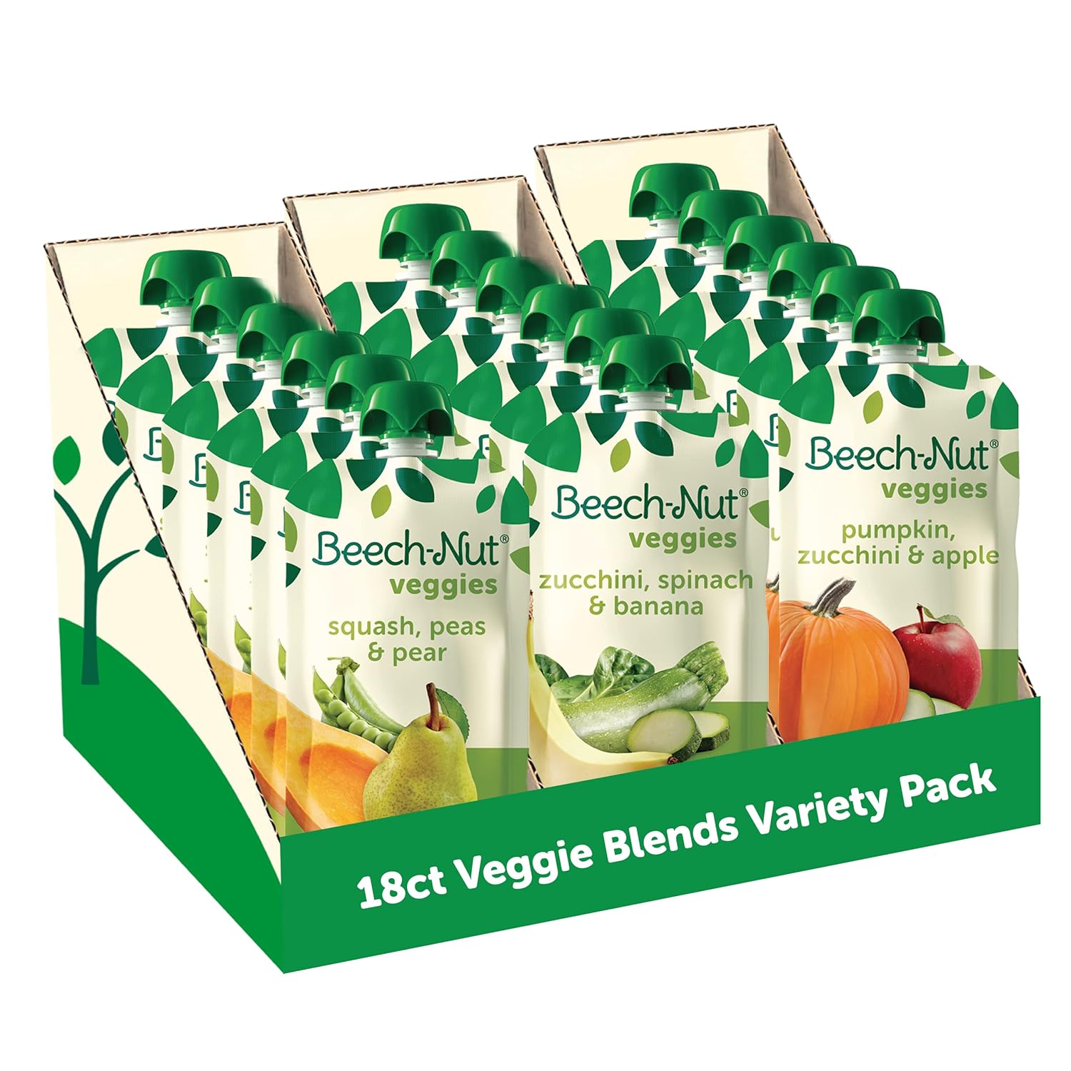 Beech-Nut Baby Food Pouches Variety Pack, Veggie Purees, 3.5 oz (18 Pack) - Image 2