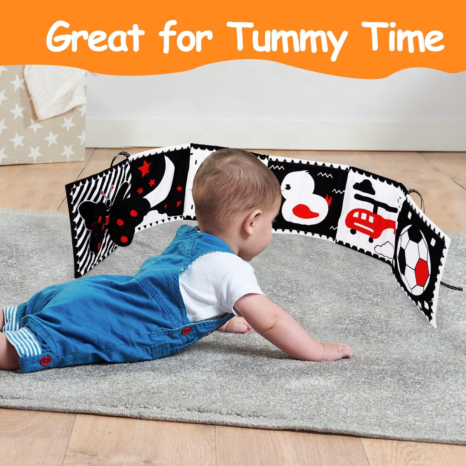 Black and White High Contrast Baby Toys 0-6 6-12 Months Soft Book for Newborn Brain Development Tummy Time Toys Infant Sensory Crinkle Toys 0-3 3-6 Month Montessori Learning Activities for Babies - Image 3