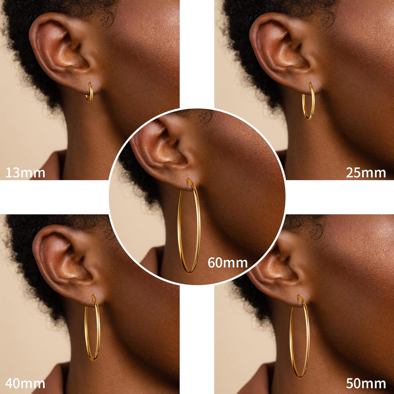 M MOOHAM Gold Hoop Earrings for Women - Hypoallergenic 14K Real Gold 925 Sterling Silver Post Sensitive Ears Nickel Free Hoops Earrings Set for Women Jewelry Lightweight 13-60mm - Image 5