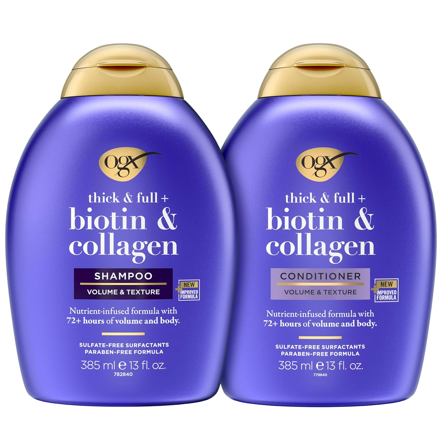 OGX Thick & Full + Biotin & Collagen Shampoo & Conditioner Set, (packaging may vary), Purple, 13 Fl Oz (Pack of 2) - Image 2