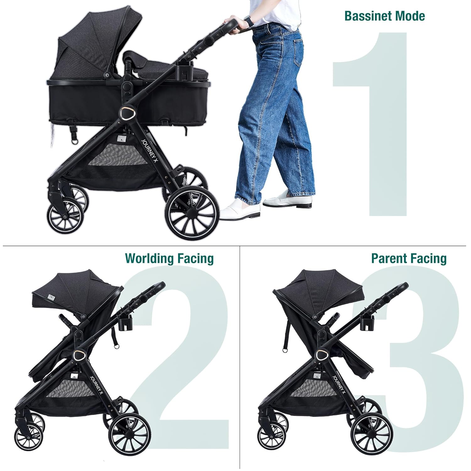Baby Stroller 2 in 1 Newborn Convertible Stroller Bassinet for Infant New Born Pushchair 0-36 Month - Image 3