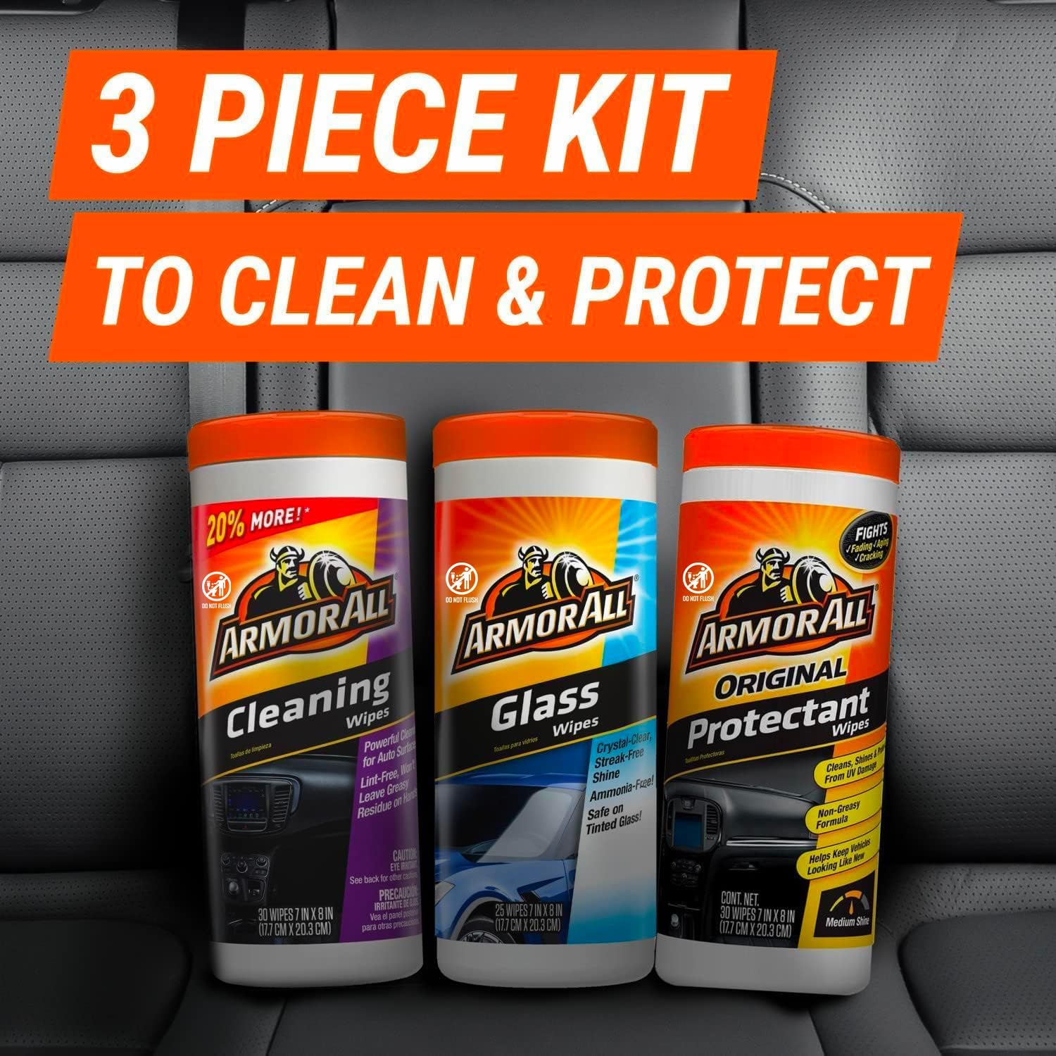 Armor All Protectant, Glass and Cleaning Wipes, Wipes for Car Interior and Car Exterior, 30 Count Each (Pack of 3) - Image 4