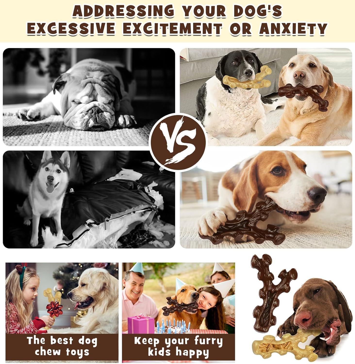 2 Pack Dog Chew Toys for Aggressive Chewers,Boredom and Stimulating Best Dog Toys for Medium/Large Breed,Tough Almost Indestructible Dog Bones for Teeth Cleaning and Training - Image 8