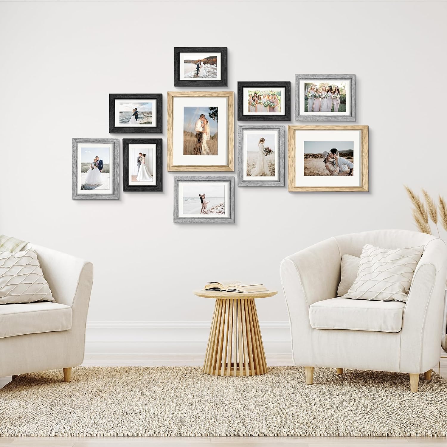 Picture Frames Set of 10, Picture Frames Collage Wall Decor with 8x10 5x7 4x6 Frames in 3 Different Finishes - Image 8