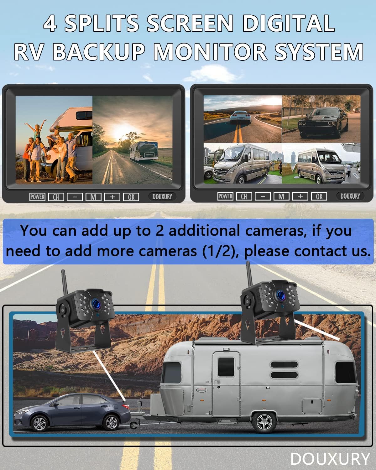 FHD 1080P 2 Digital RV Wireless Backup Camera System for RV Trailer Truck Bus Motorhomes 5th Wheels 4CH 7'' Monitor Highway Monitoring System IP69K Waterproof Super Night Vision Strong Signal - Image 4