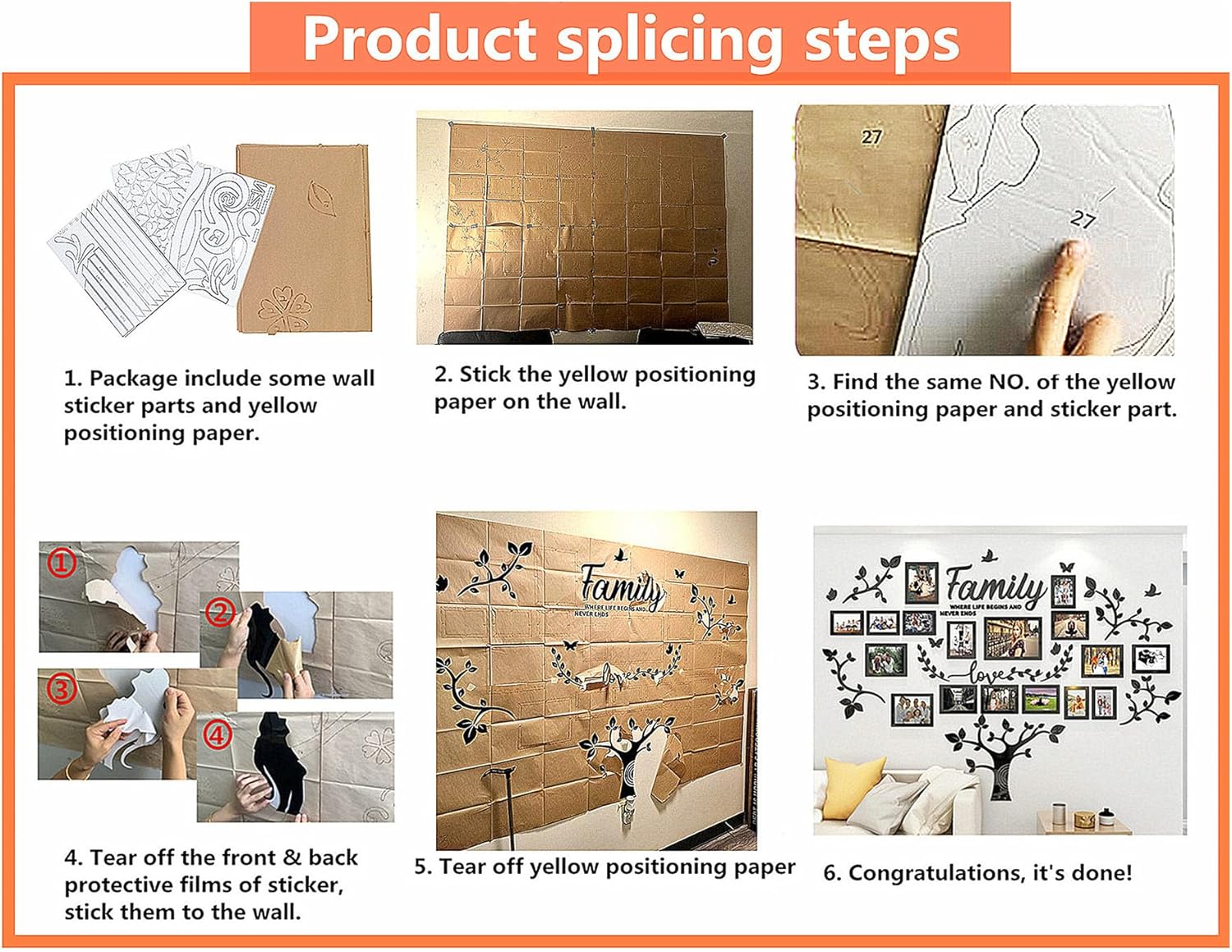 Picture Frames Collage - Family Tree Wall Decor for Living Room 4x6 5x7 8x10 11x14 3D DIY-Acrylic Photo Frame - Marcos para Fotos de Pared - Image 5