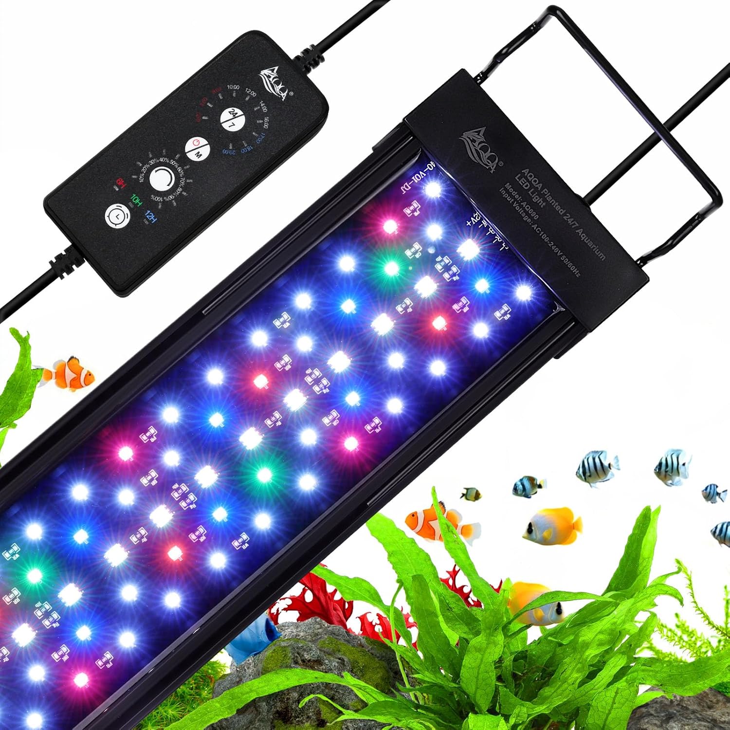 AQQA LED Aquarium Light, 24/7 Mode IP68 Waterproof Extendable Bracket Fish Tank Light, DIY Mode Full Spectrum Aquarium Plant Light, Adjustable Timer/Brightness Memory Function for 18-24 Inch Fish Tank - Image 2