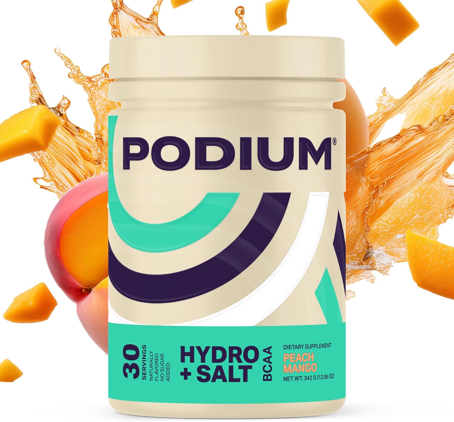 Podium Nutrition, Instantized BCAA Powder, Hydro and Salt, Mango Peach, 30 Servings, Electrolytes, Hydration, Recovery - Image 2