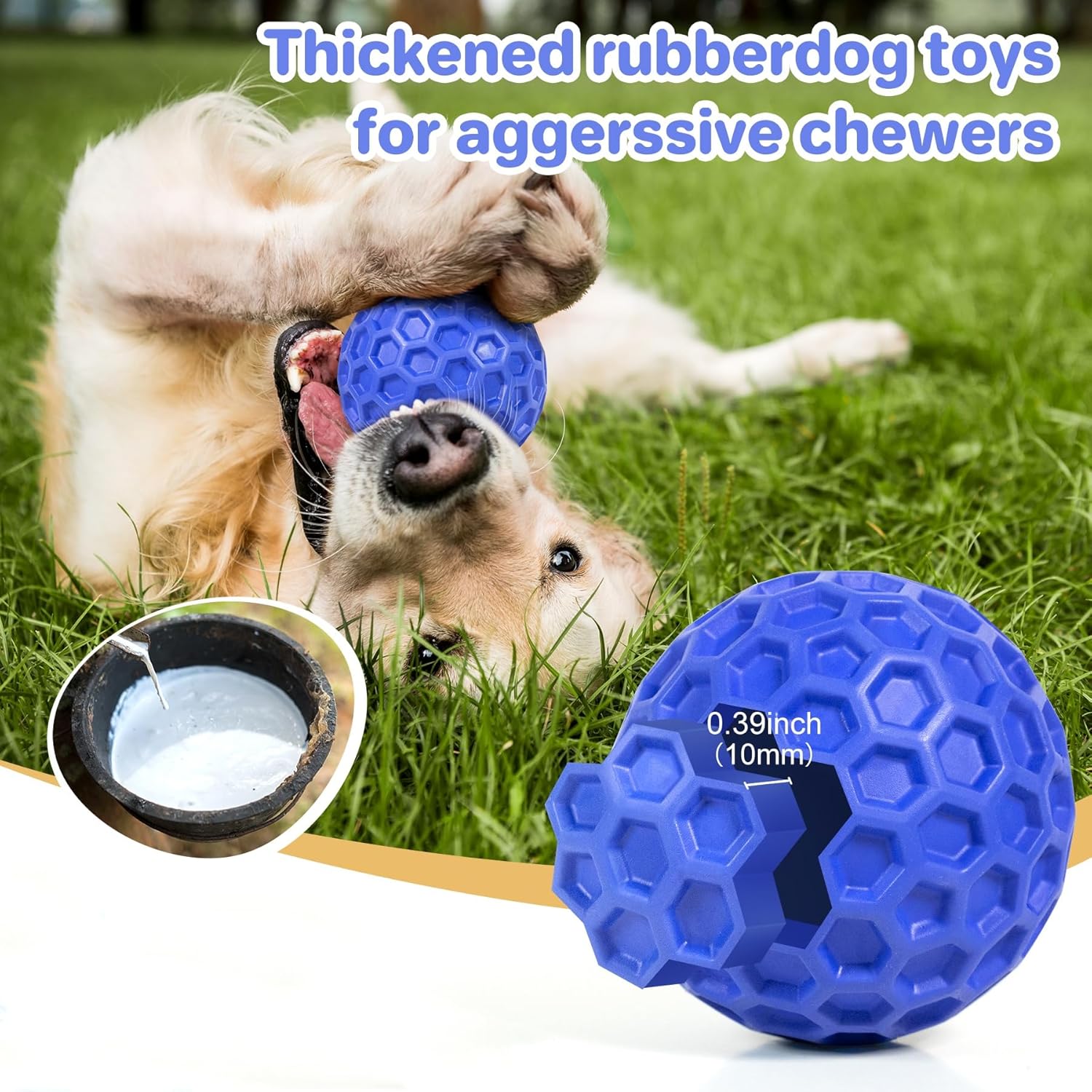 Indestructible Squeaky Dog Ball, Relieves Anxiety, Cleans Teeth, Interactive Chew Toy for Aggressive Chewers, Dog Toy for Large Breeds, Outdoor Waterproof - Image 4