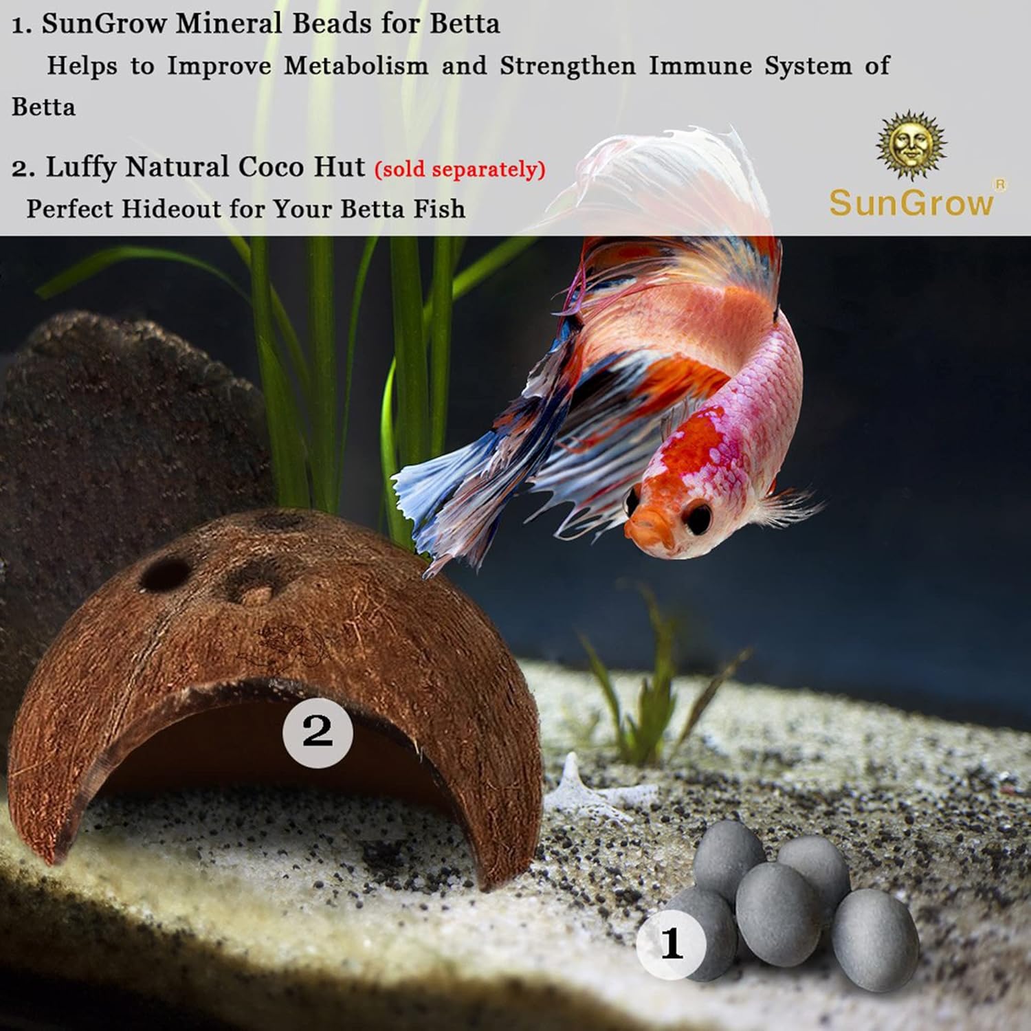 SunGrow Betta Balls, Water Conditioner with Over 30 Beneficial Elements for Tropical Fish, Freshwater Fish Tank pH Balance Decor, 0.3” Betta Fish Tank Accessories, 10 Pcs per Pack - Image 7