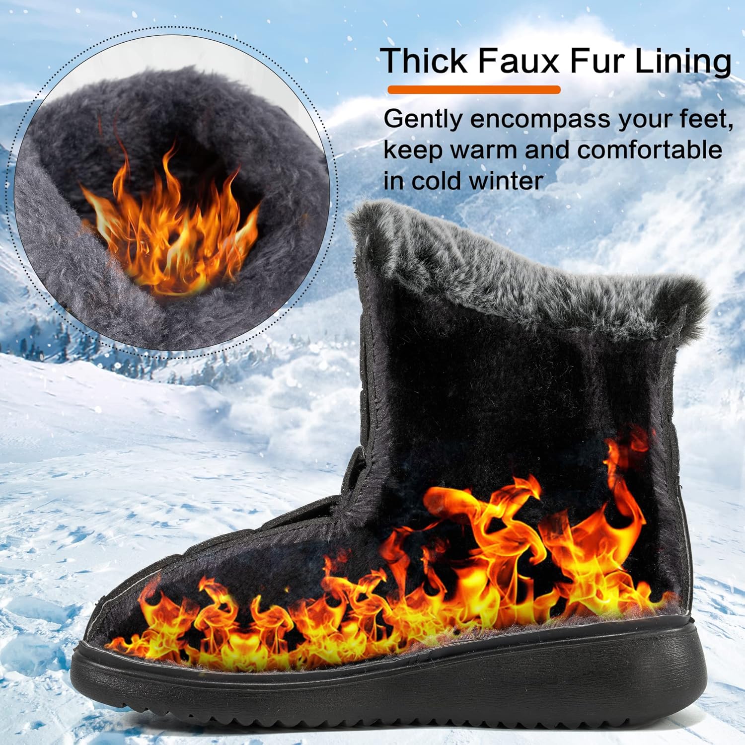 Women Snow Boots Winter Shoes With Hook Loop Comfortable Fur Lined Boots for Women Waterproof Slip On Booties Warm Anti Slip Shoes - Image 3