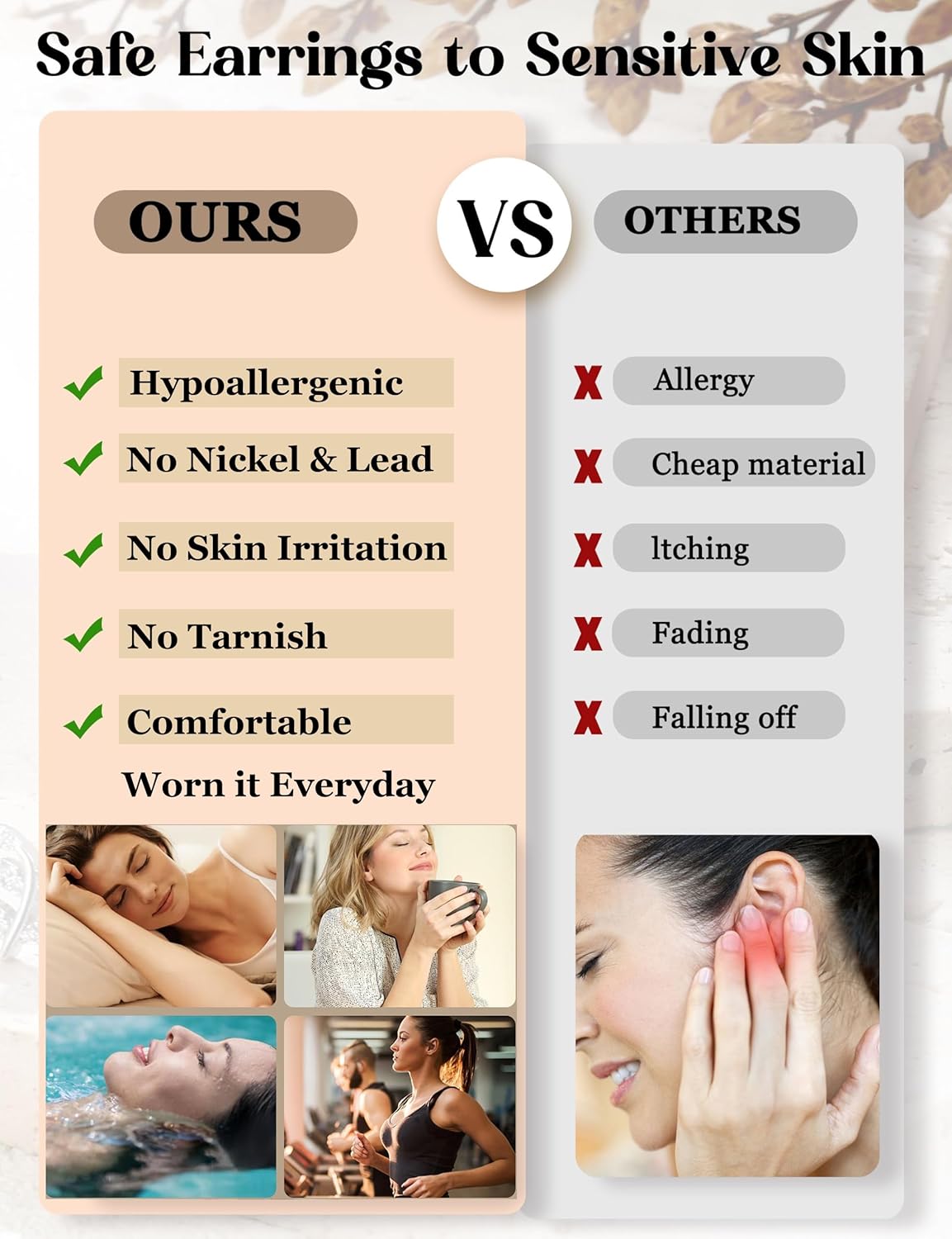 LOLIAS Small Hypoallergenic Flat Back Stud Earrings for Women Men 14K Gold Plated Surgical Stainless Steel Earring Sets Tiny Screw Back Cartilage Earring - Image 7