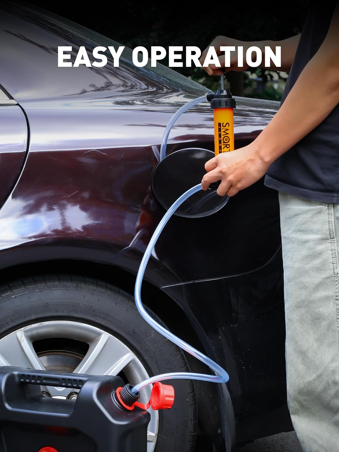SMART JERRY - Siphon Pump for Gasoline, Fluid Transfer Pump Automotive, RV Antifreeze Pump Kit, Oil Transfer Pump, Hand Pump Siphon, Manual Fuel Transfer Pump, Transmission Fluid Pump, Lawn Mower Pump - Image 8