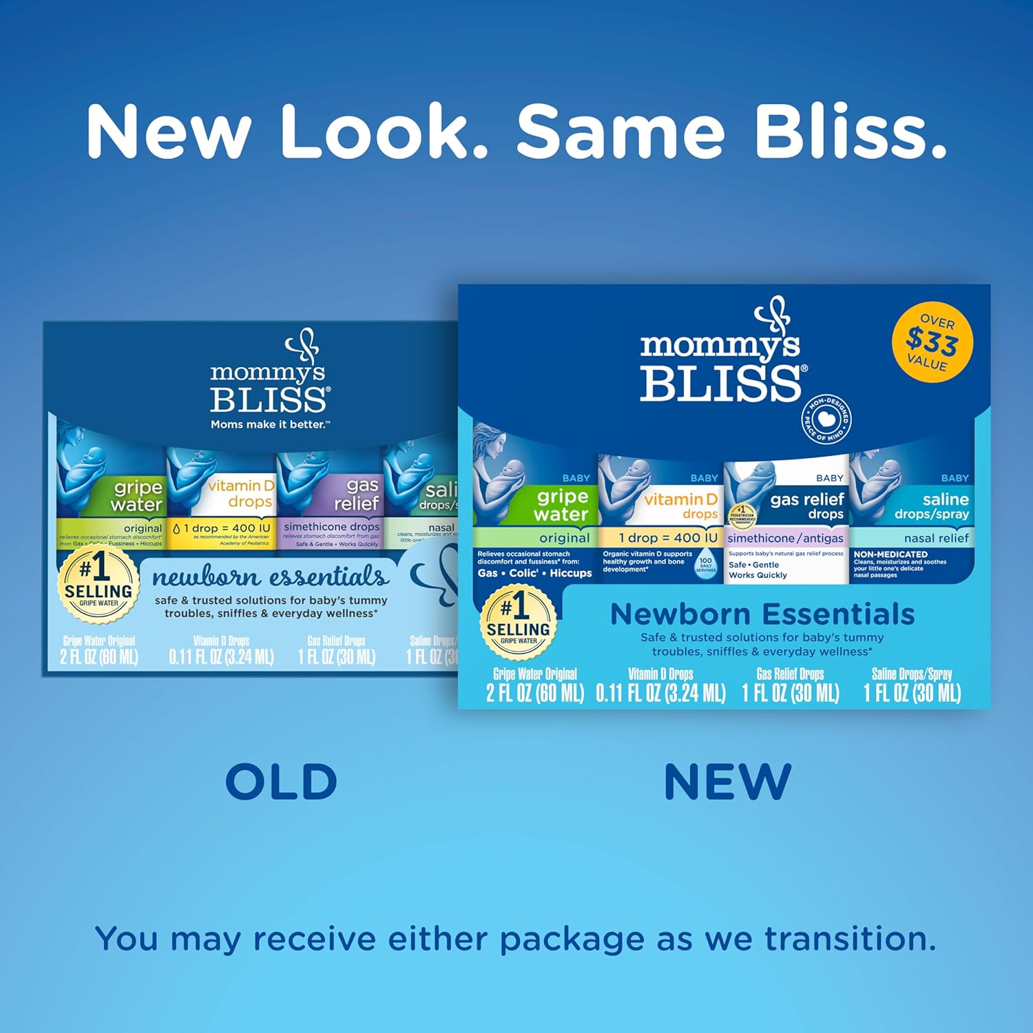 Mommy's Bliss Newborn Essentials Gift Set, Includes Gripe Water, Baby Vitamin D/Gas Drops and Gentle Saline Drops/Spray - Image 3