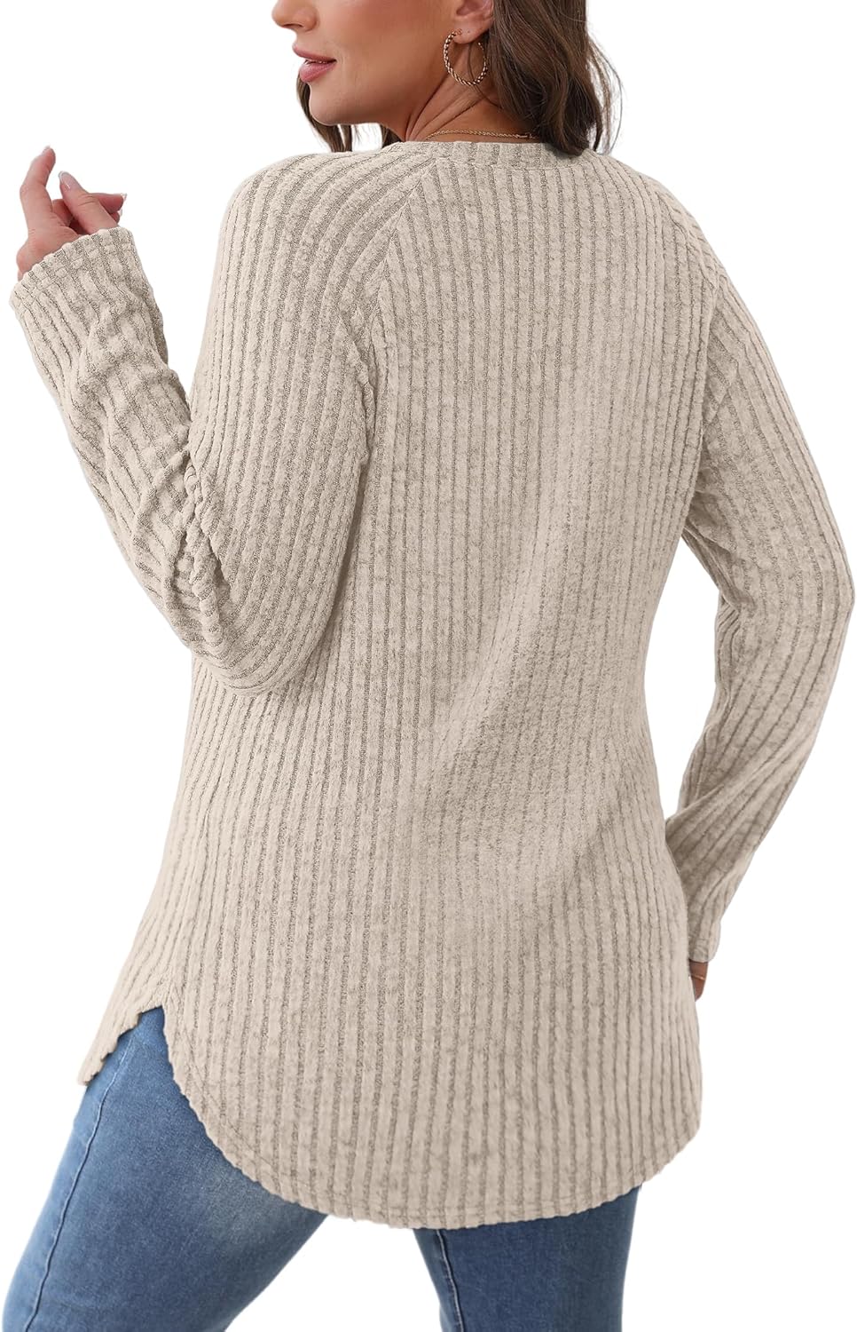 Saloogoe Long Sleeve Shirts for Women Tunic Tops for Women Loose Fit Dressy Crew Neck Pullover Basic Sweaters for Women 2024 - Image 6