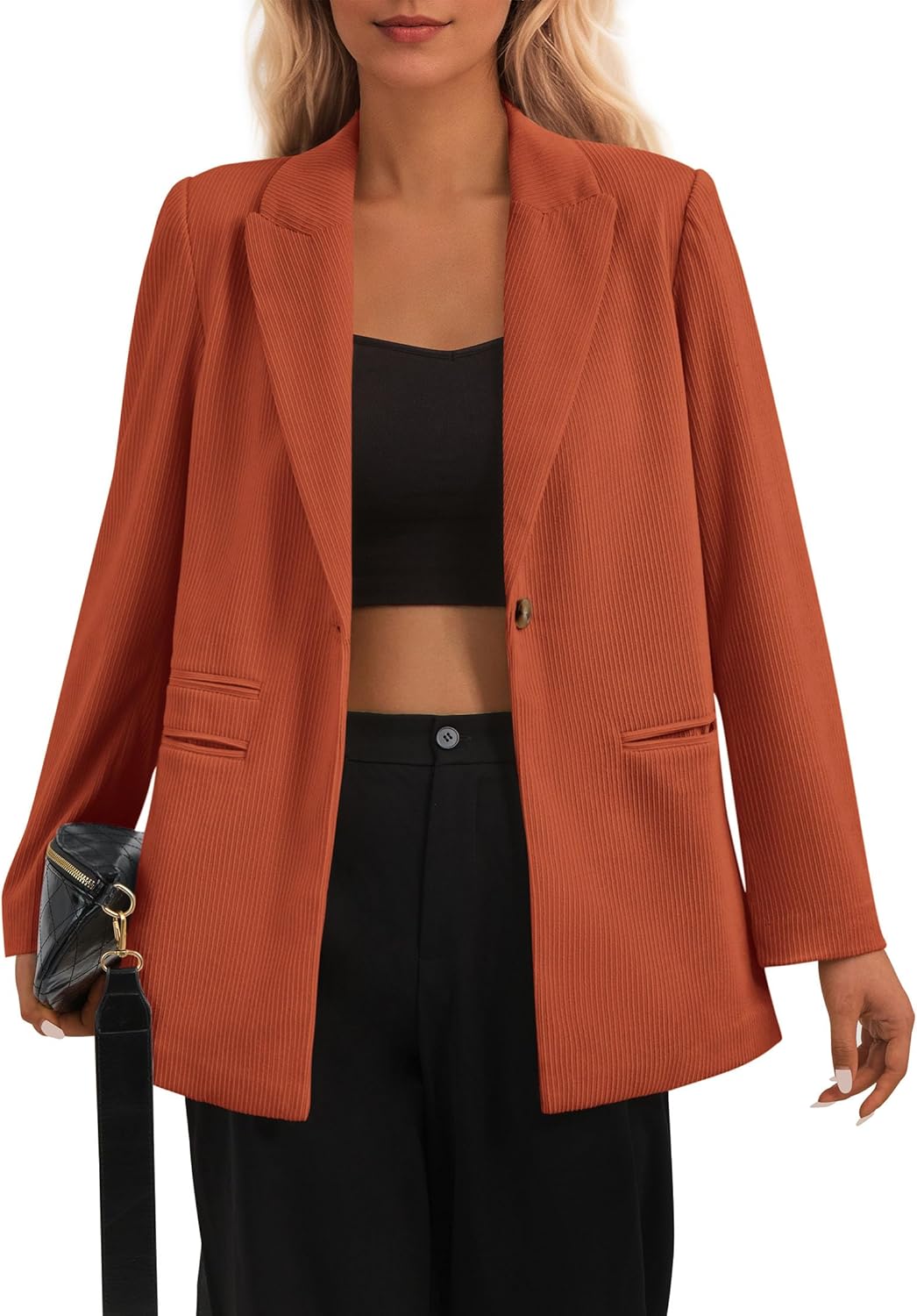 PRETTYGARDEN Women's Winter Corduroy Blazers Jackets Dressy Casual Ribbed Long Sleeve Lapel Fashion Work Business Outerwear - Image 6