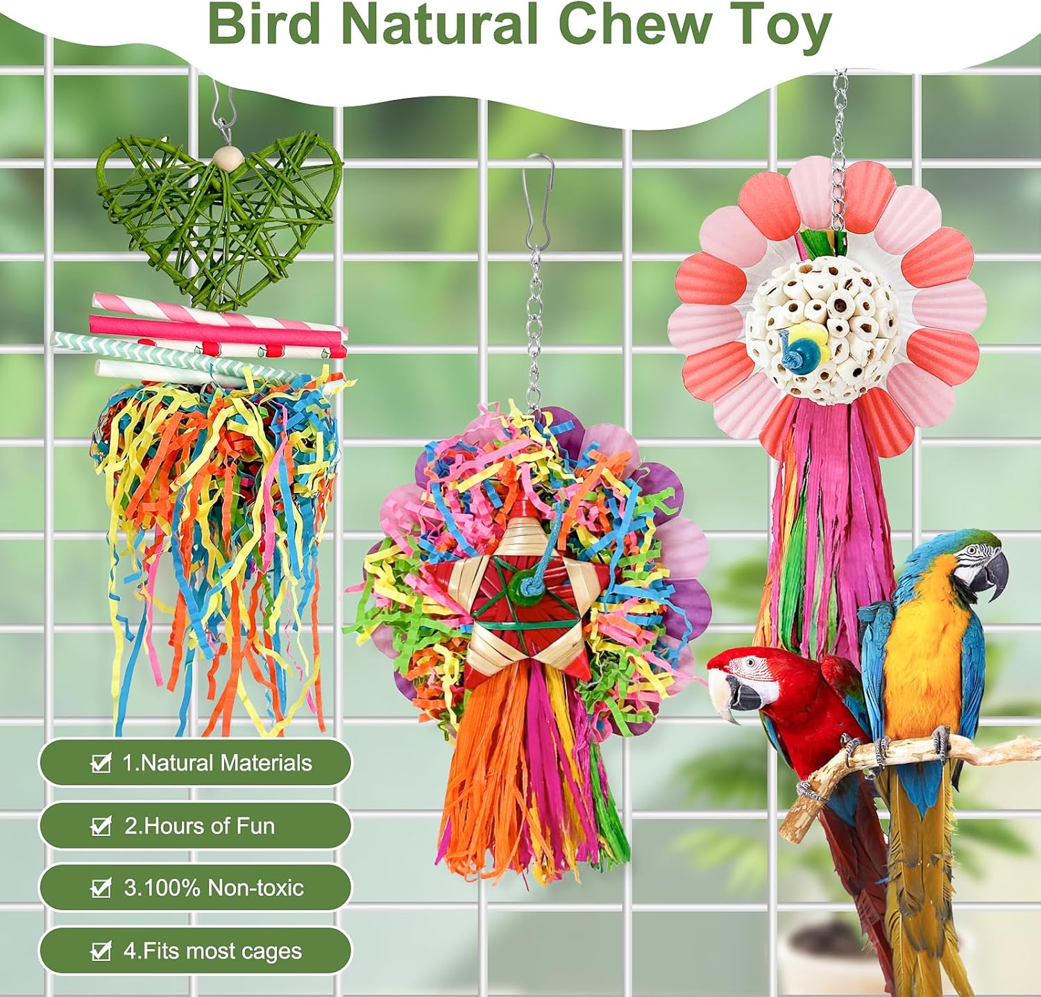Bird Toys, 3PCS Natural Corn Cob Bird chew Toys Bird Foraging Toys for Small Medium Parrots, Conures, Cockatiel, Lovebird Cockatiel - Image 6