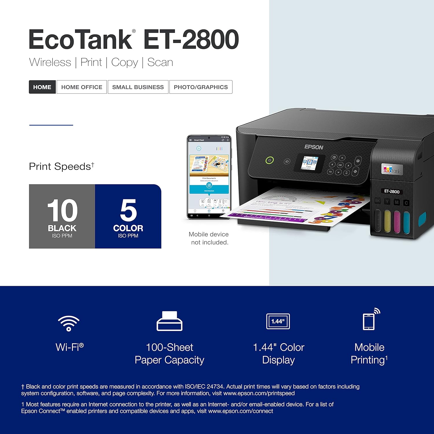 Epson EcoTank ET-2800 Wireless Color All-in-One Cartridge-Free Supertank Printer with Scan and Copy – The Ideal Basic Home Printer - Black, Medium - Image 5