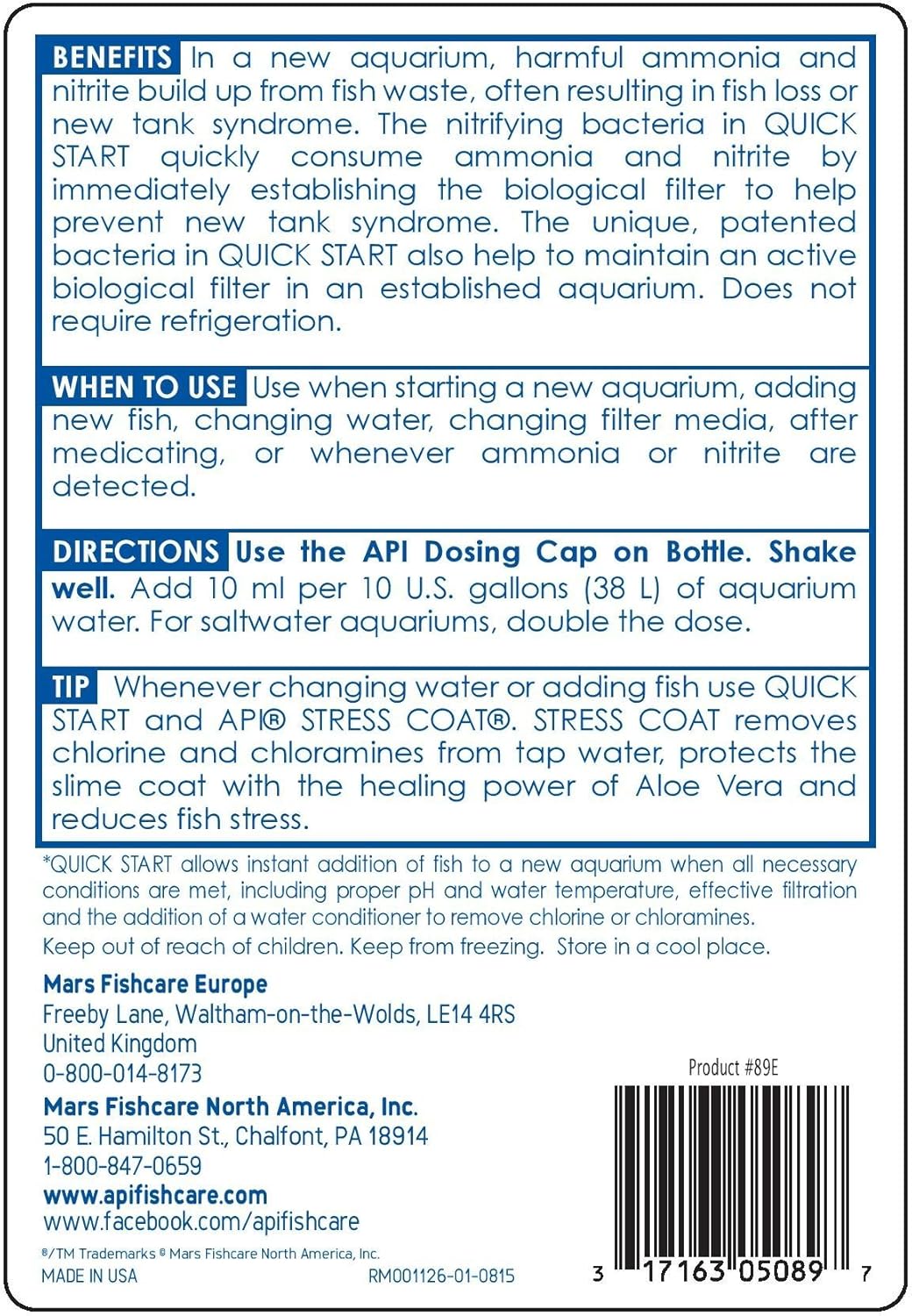 API QUICK START Freshwater and Saltwater Aquarium Nitrifying Bacteria 16-Ounce Bottle - Image 3