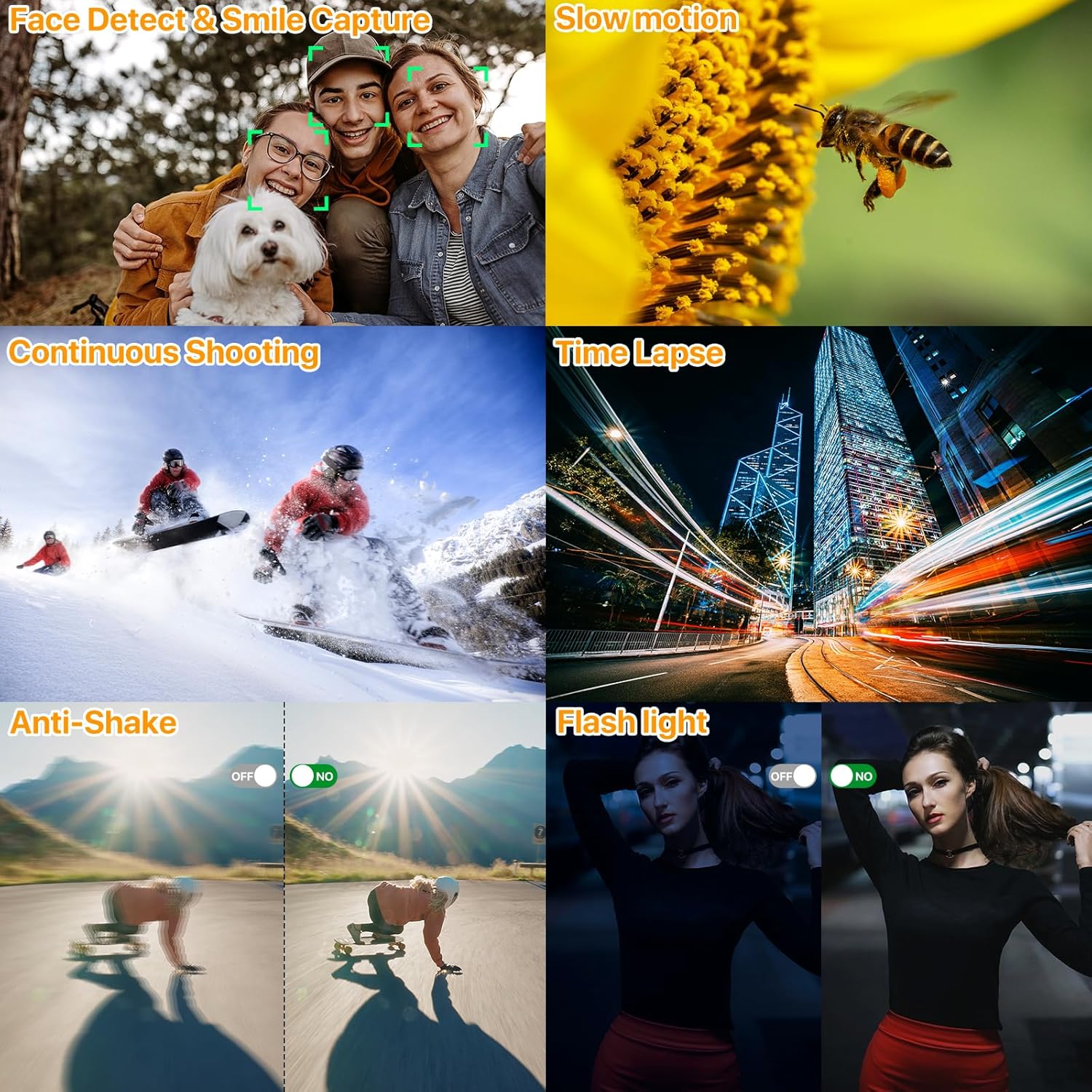 4K Digital Camera for Photography Auto-Focus Vlogging Camera for YouTube Video with 3'' 180° Flip Screen 16X Anti-Shake 4K Camera Compact Cameras with SD Card, Flash, 2 Batteries & Battery Charger - Image 7