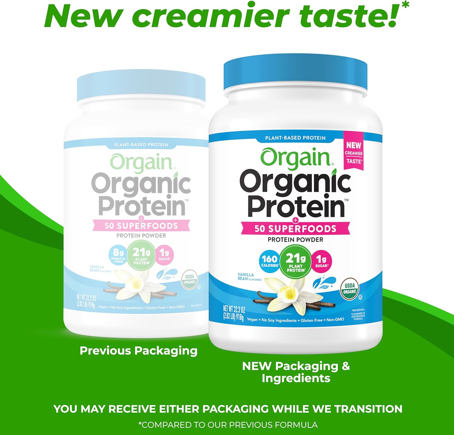 Orgain Organic Vegan Protein + 50 Superfoods Powder, Vanilla Bean - 21g Plant Based Protein, 8g Prebiotic Fiber, No Lactose Ingredients, Gluten Free, No Added Sugar, Non-GMO, 2.02 lb - Image 4