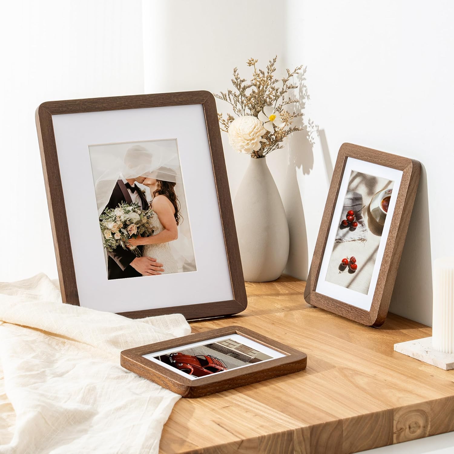 4x6 Picture Frame | Solid Oak Wood 4''x6''Photo Frame | 4x6 Picture Frame With Mat For 3.5x5 | Plexiglas And Hanging Hardware Included | 4 By 6 Picture Frame Wood (Walnut, 1 Pack) - Image 3