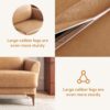 63" Faux Leather Loveseat Sofa, Mid-Century Modern Decor 2 Seater Love Seat Couches, Comfy Armrest Small Couch with Wood Grain Legs for Living Room Apartment, Tan Leather - Image 6