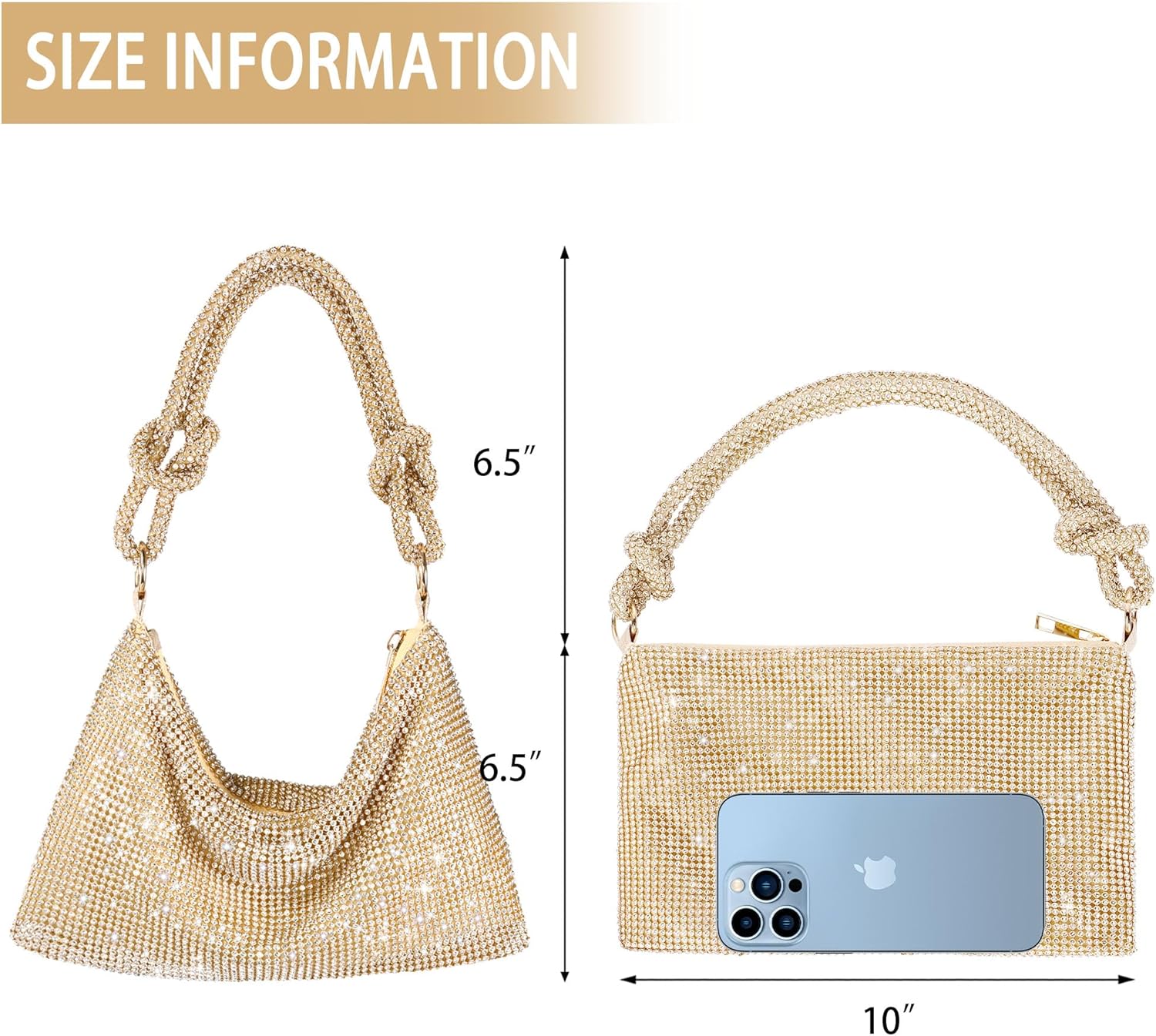 Rhinestone Purse Sparkly Evening bag Silver Clutch Purses for Women Evening, Cross Body Handbags for Party Prom Club Wedding - Image 7