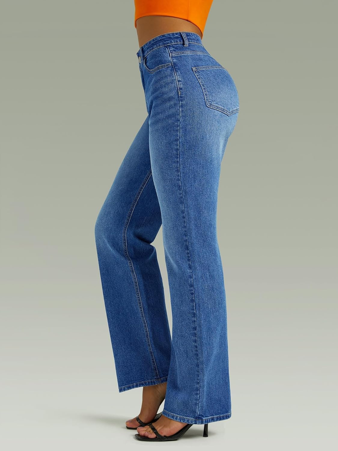 Straight Leg Jeans for Women,High Waisted Wide Leg Loose Microelastic Boyfried Denim Pants - Image 4