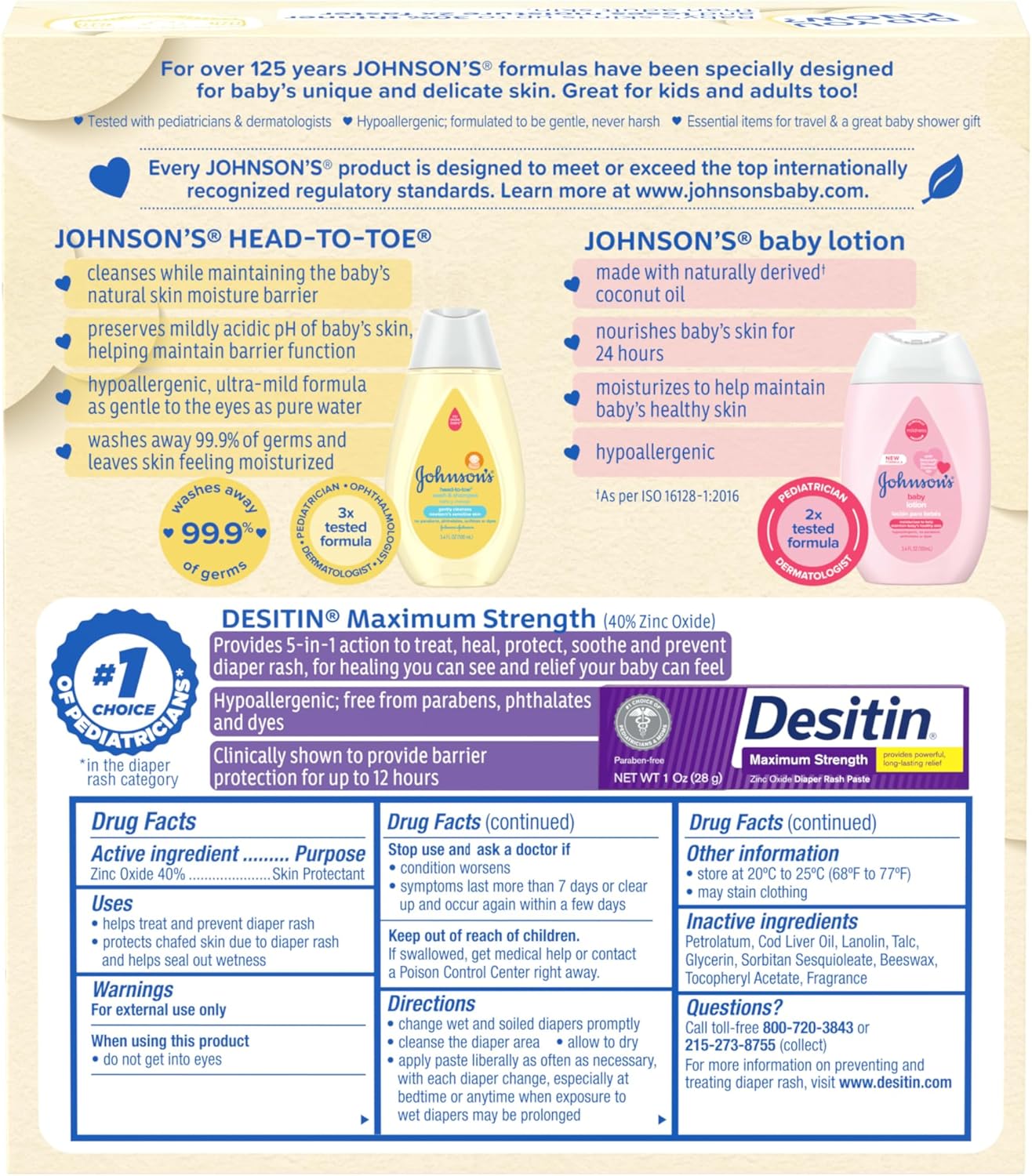 Johnson's Baby Care Essentials Gift Set, Body Lotion, & Zinc Oxide Diaper Rash Paste for Baby's Delicate Skin, Value Pack, Travel-Size, Bath Essentials Must Haves, Baby Gifts, 3 Items - Image 9