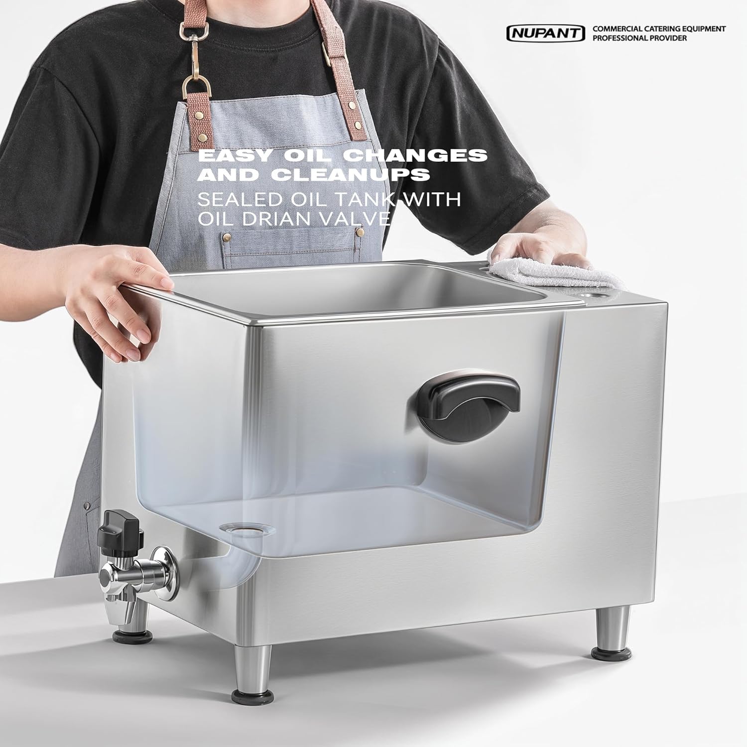 Deep Fryer with Basket and Lid Commercial Fryers with Oil Filtration and Timer 12L/12.7QT Electric Countertop Fryer Stainless Steel Single Tank Fryer for Home and Reastaurant Use 110V 1750W - Image 5