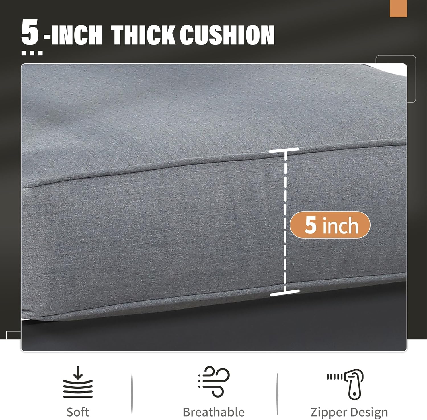 Solaste Aluminum Patio Furniture Set, 5 Seats Modern Outdoor Conversation Set Sectional Sofa with Upgrade Cushion and Coffee Table,Grey - Image 4