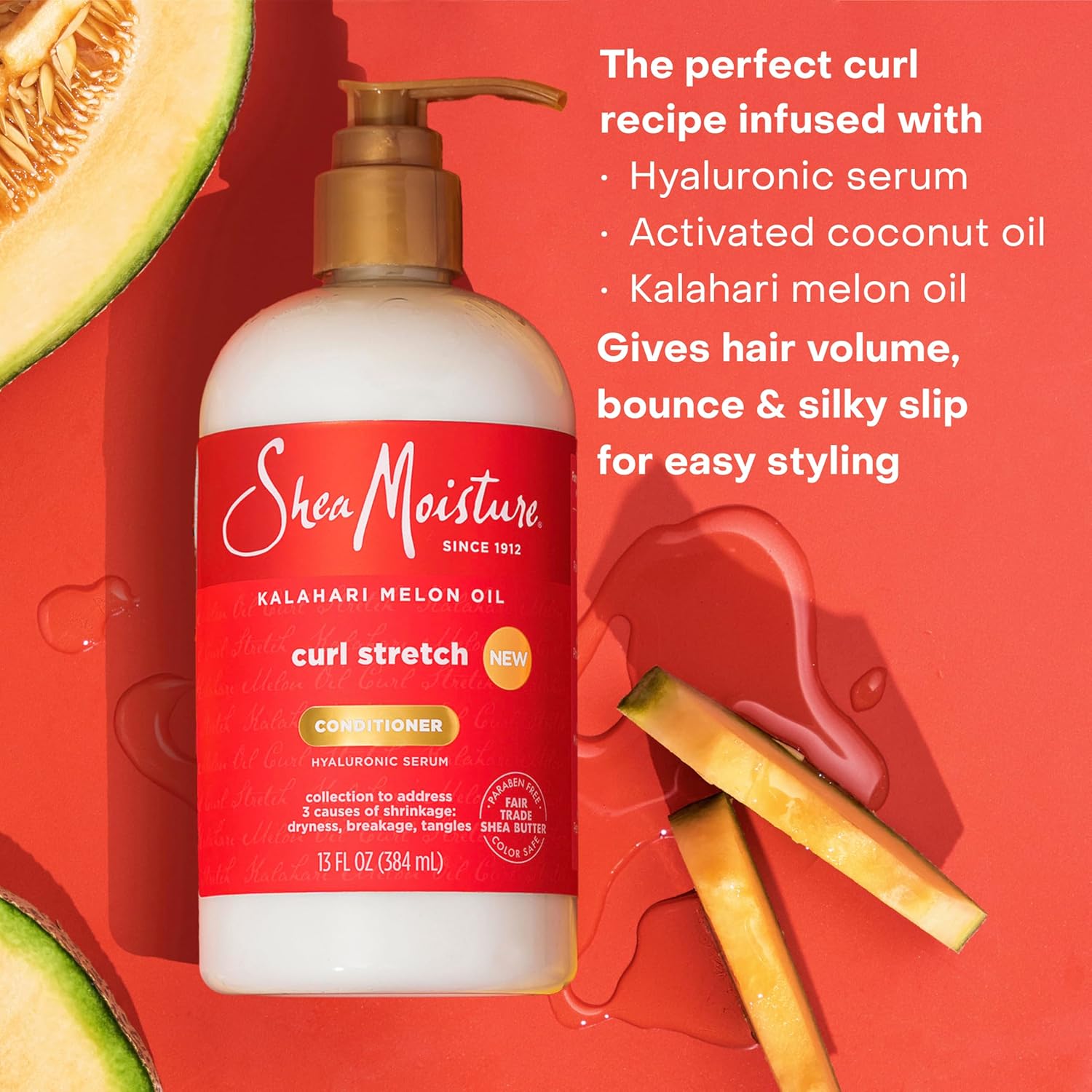 SheaMoisture Curl Stretch Conditioner Kalahari Melon Oil Infused with Hyaluronic Serum, Hydration Hero Deeply Moisturizes and Repairs Damage, for Easy Detangling and Styling 13 Fl Oz - Image 10