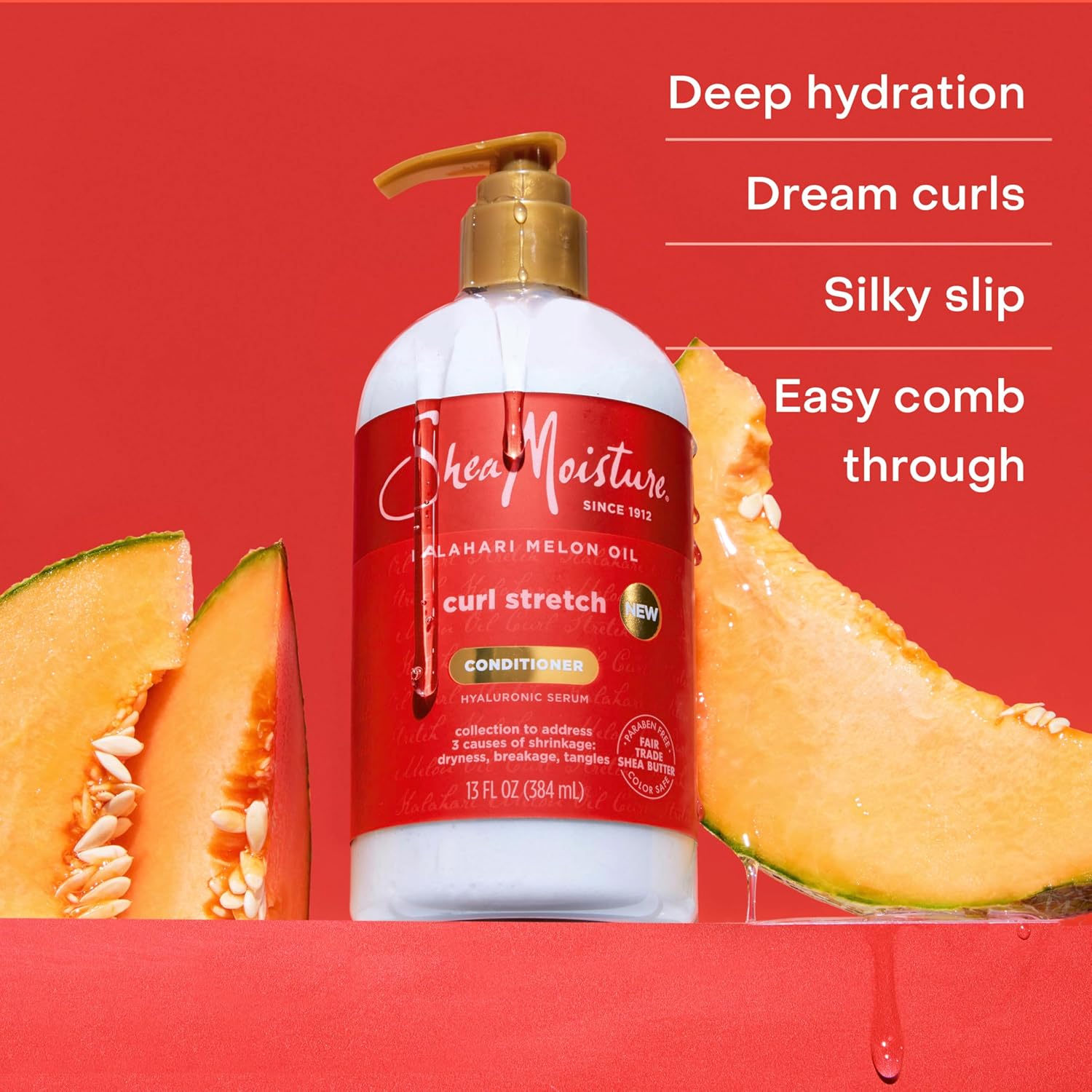 SheaMoisture Curl Stretch Conditioner Kalahari Melon Oil Infused with Hyaluronic Serum, Hydration Hero Deeply Moisturizes and Repairs Damage, for Easy Detangling and Styling 13 Fl Oz - Image 7