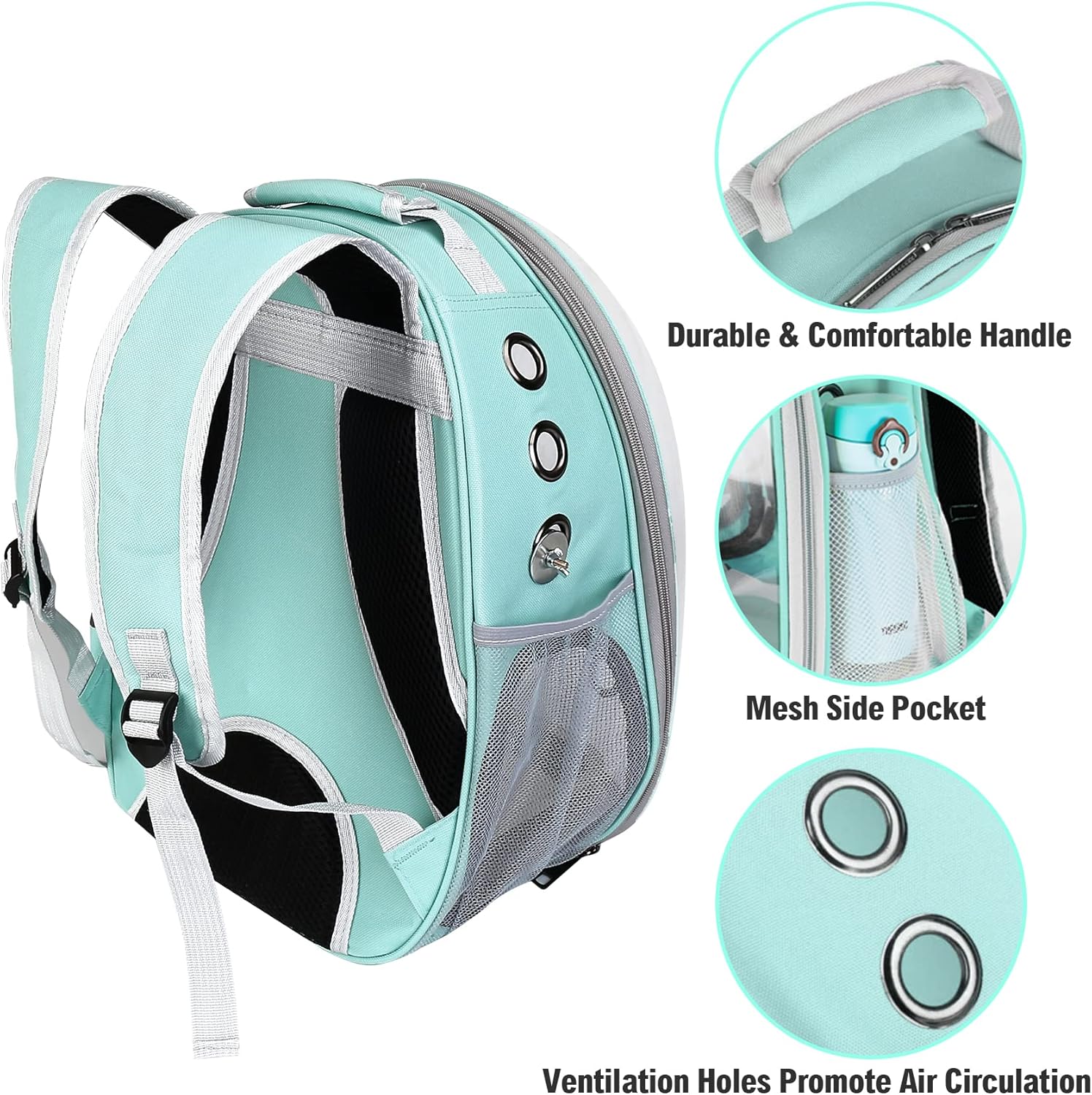 Bird Carrier Backpack Travel Cage with Perch, Breathable Clear Parrot Cockatiel Cage with Toy Stainless Steel Food Bowl Tray for Conures Parakeet Budgie Canary Lovebirds, Small Animal Pet Carrier Bag - Image 4