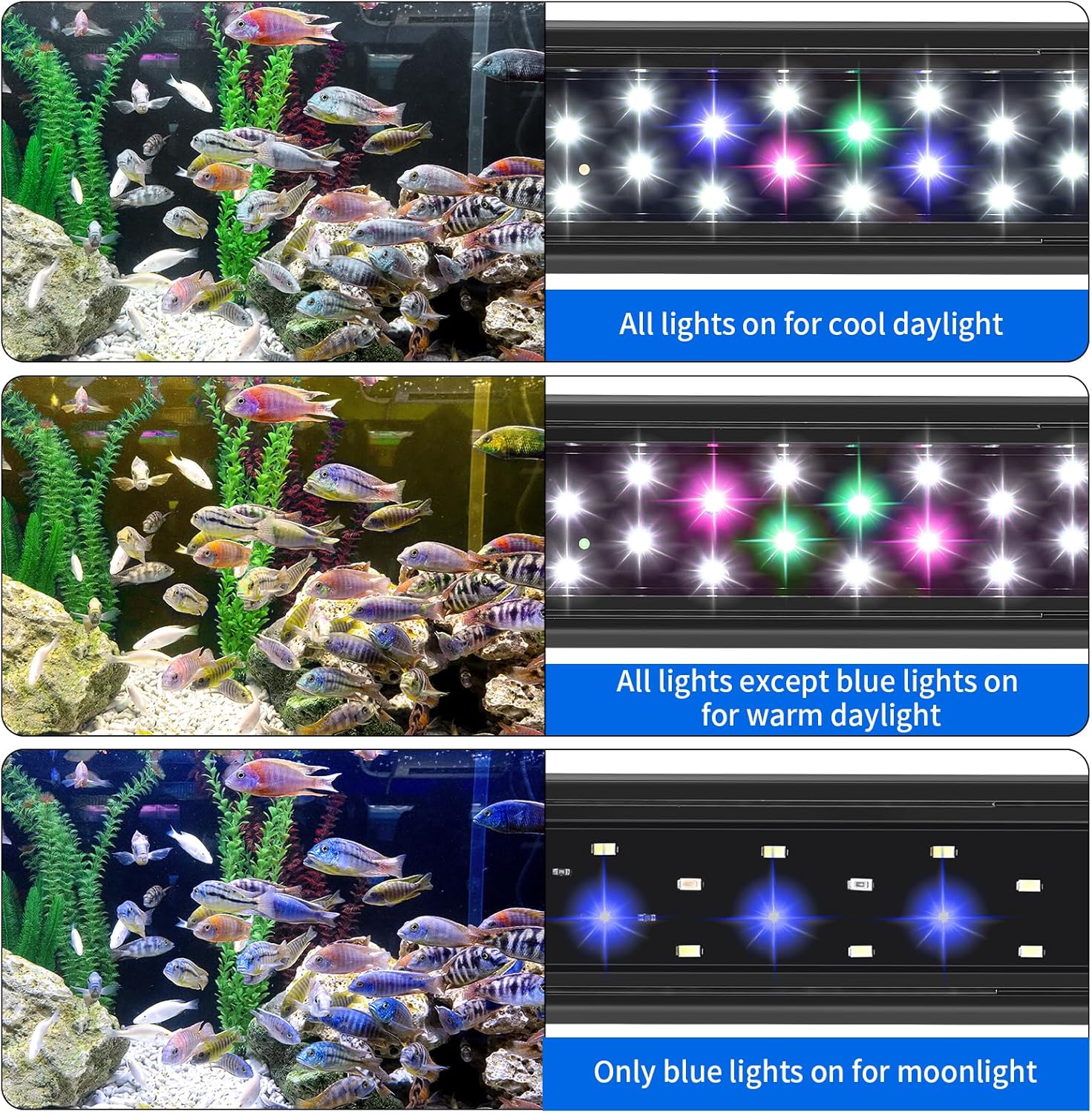 AQUANEAT LED Aquarium Light for 12 to 16 Inch Fish Tank, Auto On Off with Timer, Full Spectrum, Adjustable Brightness, Daylight Moonlight Mode, for Fresh Water Low-to-Mid Light Plants - Image 5