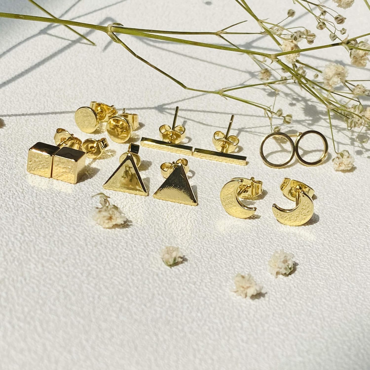 Gold Stud Earrings for Women Minimalist Earrings Simple Stud Earrings for Women Circle Bar Earrings Dainty Jewelry Gifts for Women - Image 9