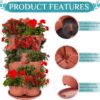 Amazing Creation Stackable Planter, Terracotta 5-Tier Vertical Garden Planter, Grow Your Own Vertical Oasis of Vegetables and Succulents - Image 6