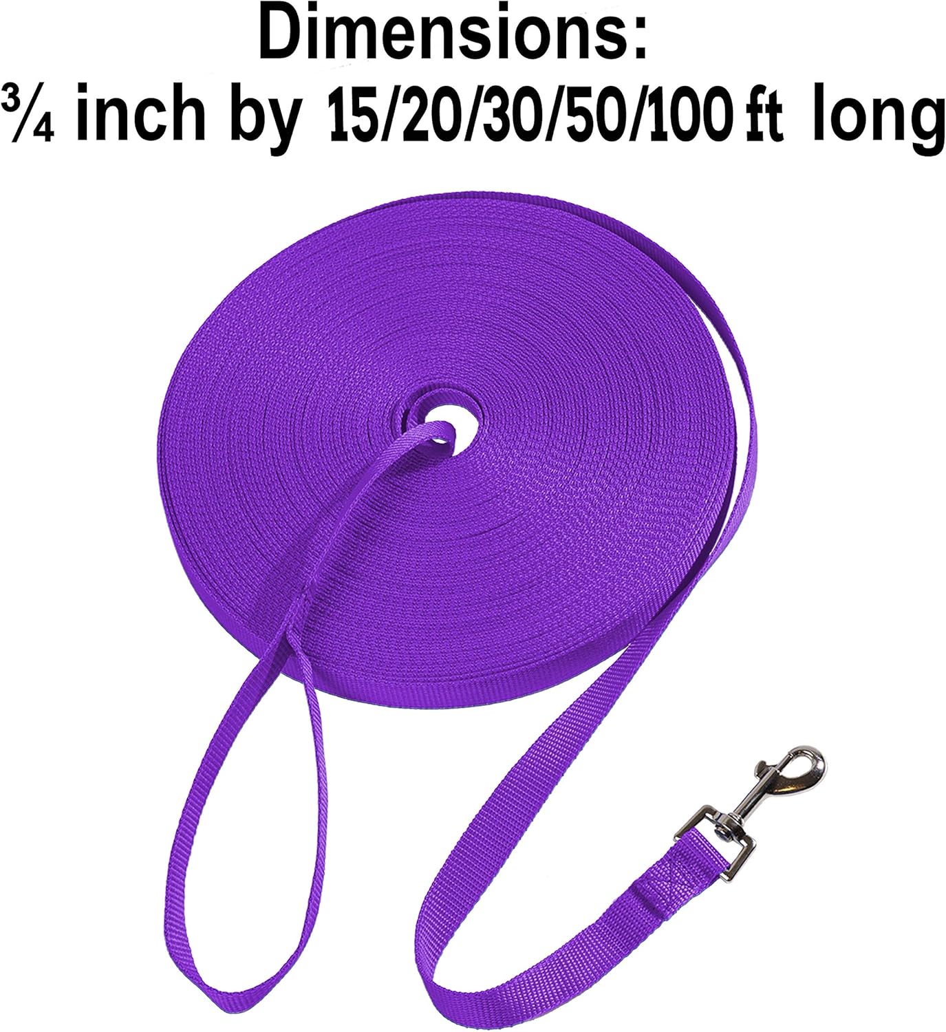 Hi Kiss Dog/Puppy Obedience Recall Training Agility Lead - 15ft 20ft 30ft 50ft 100ft Training Leash - Great for Training, Play, Camping, or Backyard Purple 15 Feet - Image 5