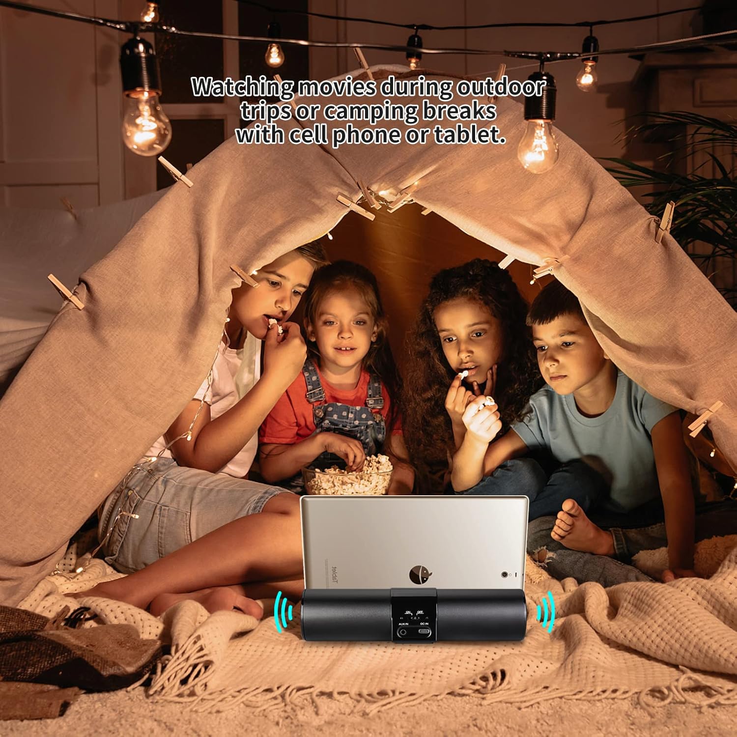 Wireless Bluetooth Speakers, Portable Phone Tablet Stand Holder Speaker, Dual Drivers Stereo Dock Speaker for iPad, Phone, Outdoor, Travel, Home Party (Black) - Image 8