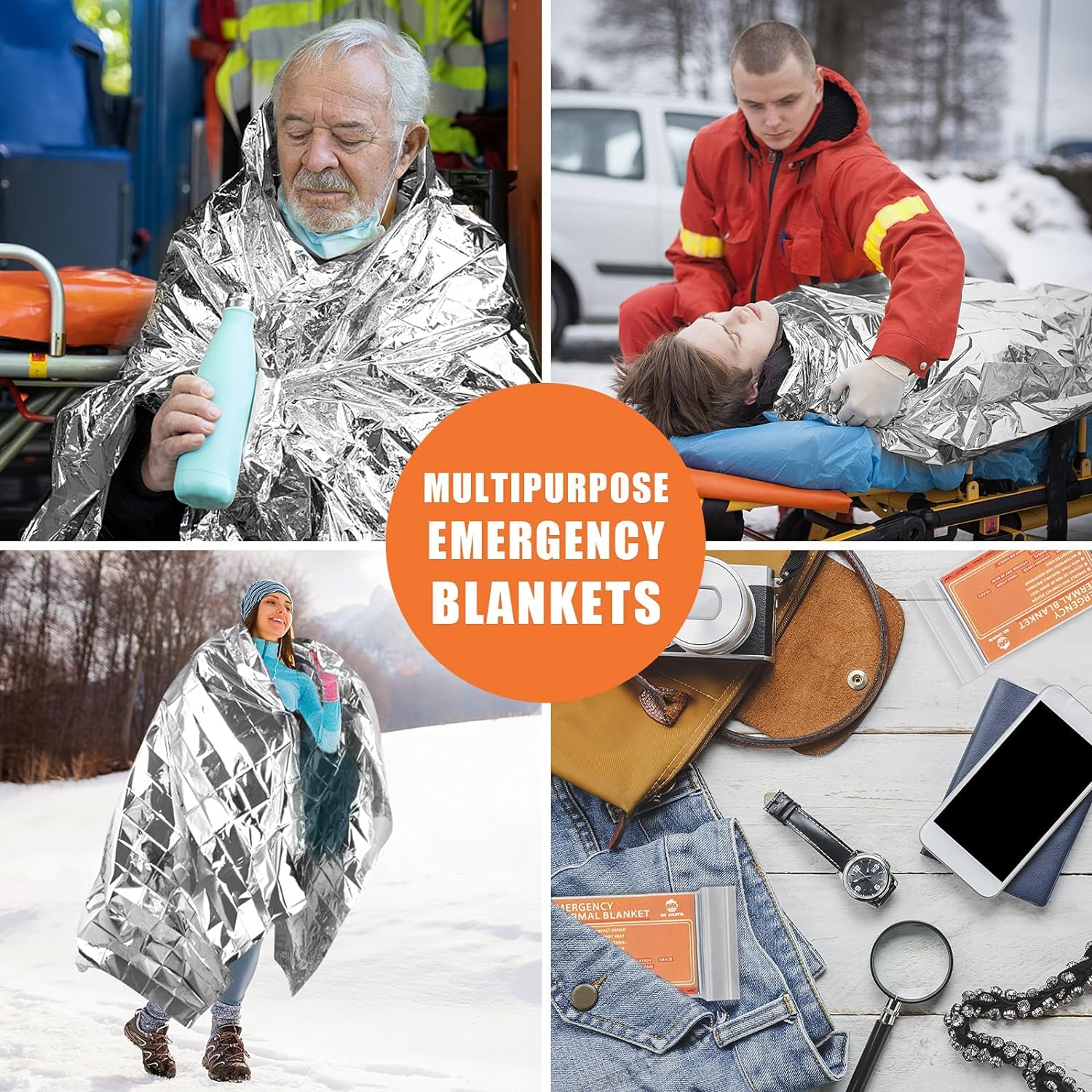 Emergency Mylar Thermal Blankets -Space Blanket Survival kit Camping Blanket (4-Pack). Perfect for Outdoors, Hiking, Survival, Bug Out Bag ,Marathons or First Aid 1 - Image 5